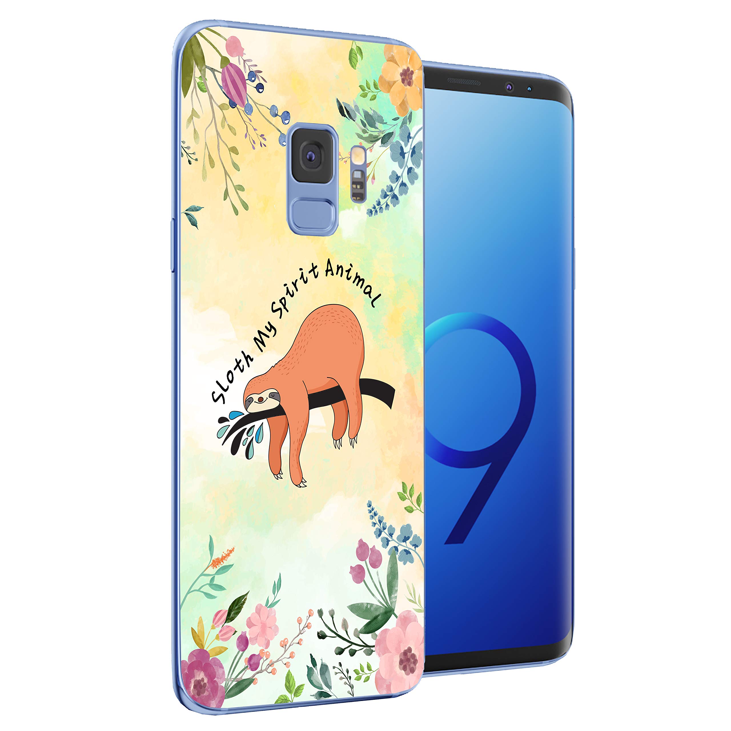 Compatible for Samsung Galaxy S9 Phone Case Cocomong Cute Sloth On The Tree Animal Design Flexible Protective TPU Phone Cover for Galaxy s9 Gift for Women Girls Men Anti-Drop-Scratch Shockproof Bumper