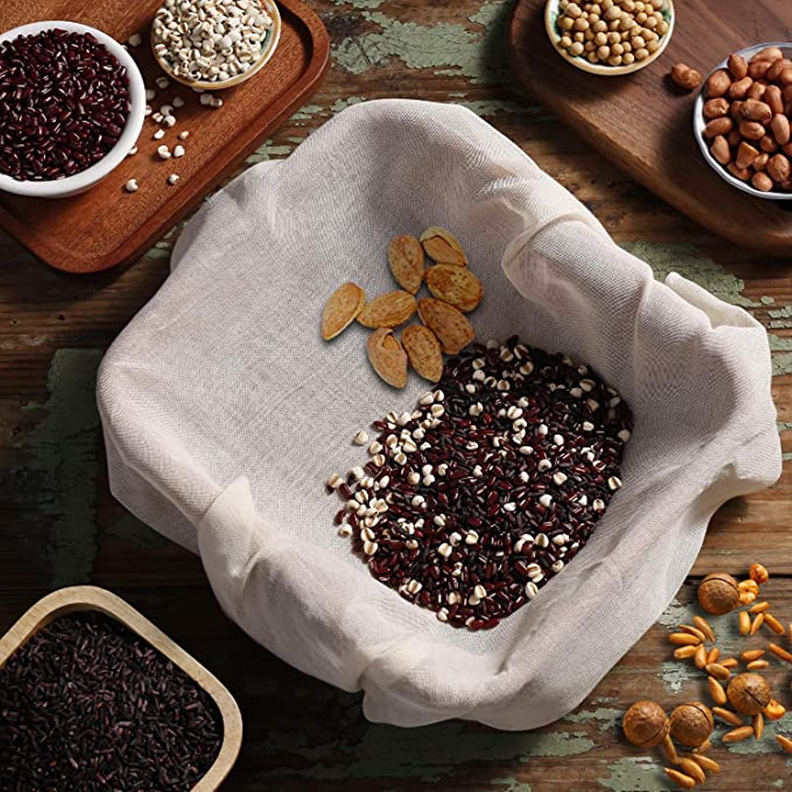 EFond 8 Pièces Étamine Alimentaire, 50x50cm Tissu Ourlé Mousseline Alimentaire, Lavable Réutilisable Grade 100 Toile En Coton Pur Non Blanchi, Passoire Pour Filtrer Fromage Beurre Jus Lait De Noix