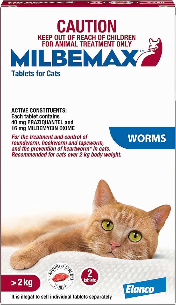 MILBEMAX CAT 2 TABS OVER 2KG BODY WEIGHT Pet Supplies