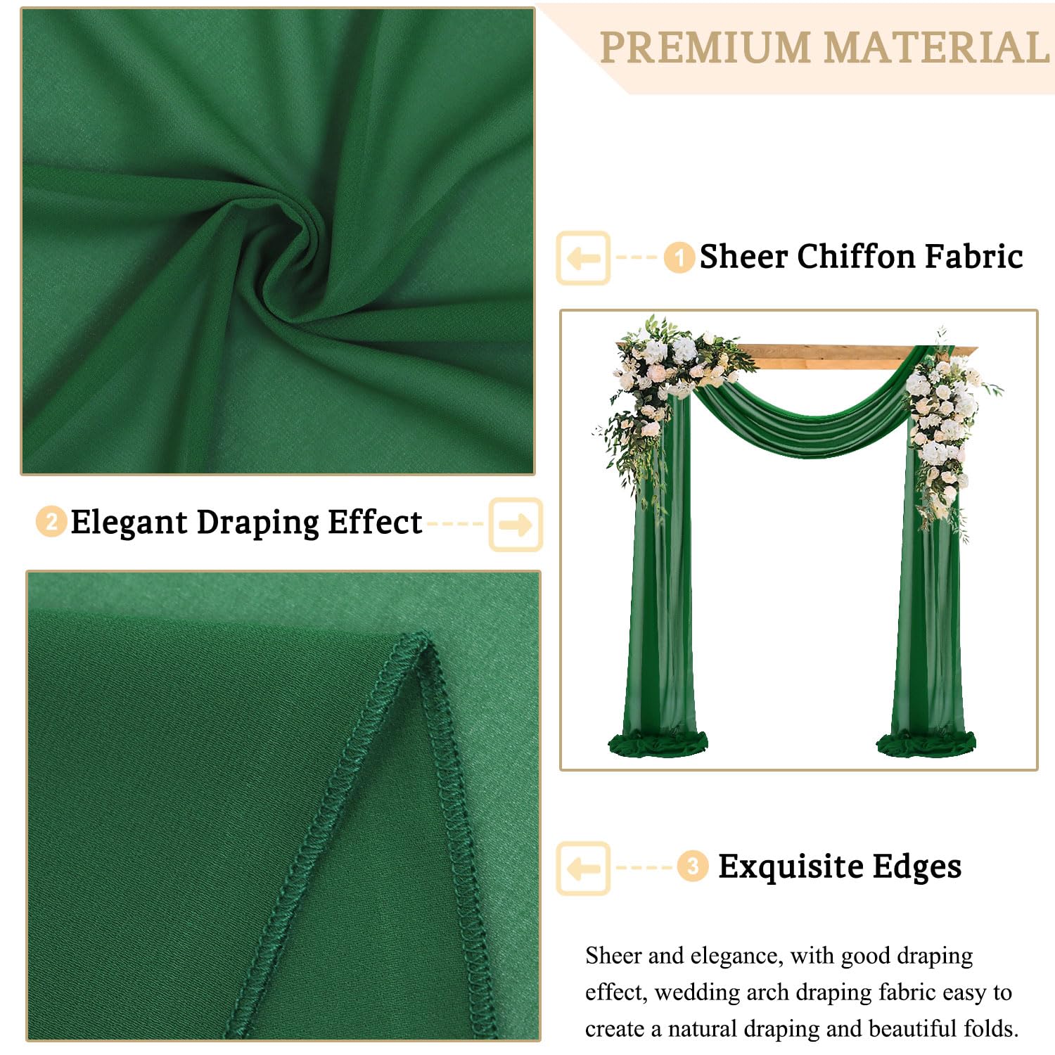 Chiffon-Vorhang Für Hochzeitsbögen – 5,5 M Lang, 74 Cm Breit – Königsblau, Durchscheinend
