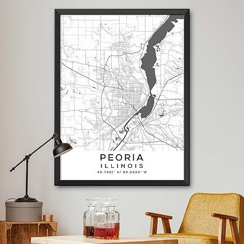 Map of Peoria, Illinois, Light 2 (24x36)