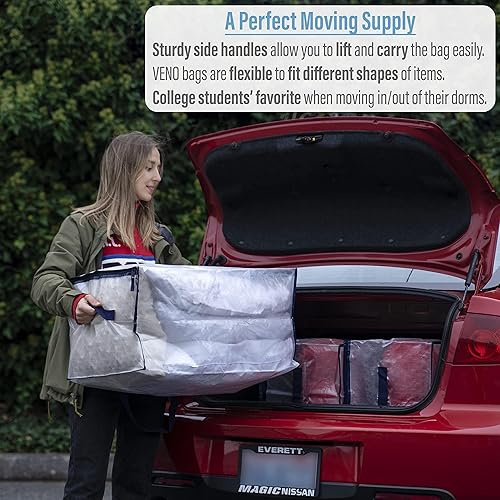Miniatura 4 de Veno - Paquete de 2bolsas de almacenamiento resistente para mudanzas, dormitorios, viajes, campamento, decoraciones navideñas, suministros de
