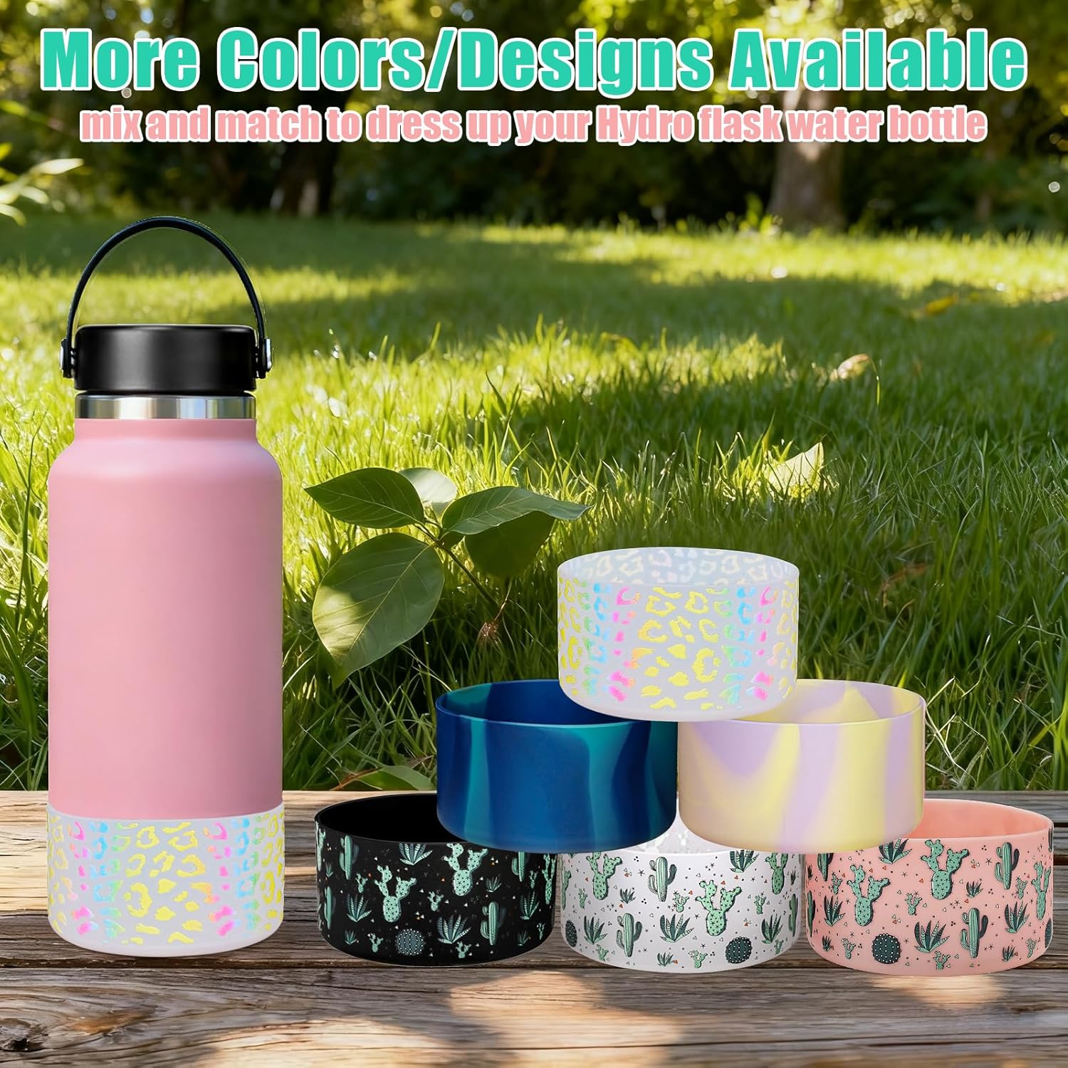 WK IEASON Protective Silicone Base Cover Boot for Hydro Flask Wide Mouth/Standard Mouth, Anti-Slip Silicone Bottom Bumper As Hydro Flask Water Bottle Accessories-2.83inch Bottom Diameter