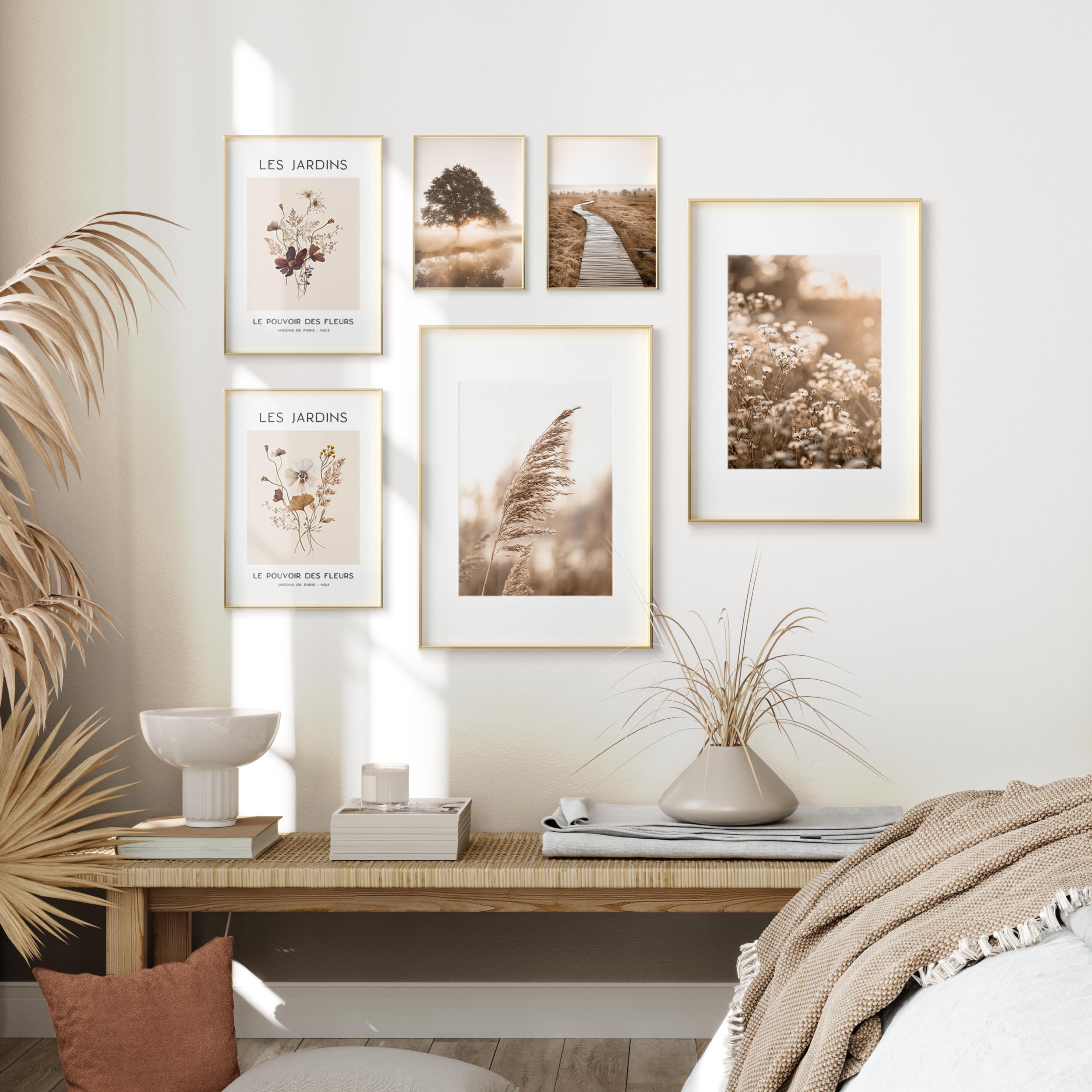 OHBIMBA® 6 Laminas Decorativas Pared Cuadros Decoracion Salon Modernos - Posters Para Pared Cuadros Decorativos Decoracion Pared lienzos decorativos - 4 de 30x40cm + 2 de 21x30cm
