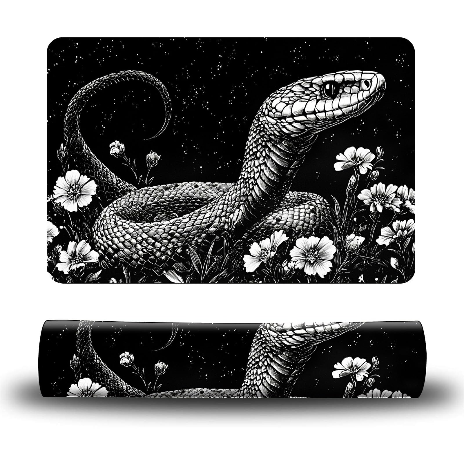Dikoer Dog Food Mat, 15.7" x 23.6" Absorbent Pet Feeding Mat for Food and Water, Waterproof Diatom Mud Pet Placemat with Non-Slip Rubber Backing, Easy Clean Cat Bowl Mat for Floors - Black Snake