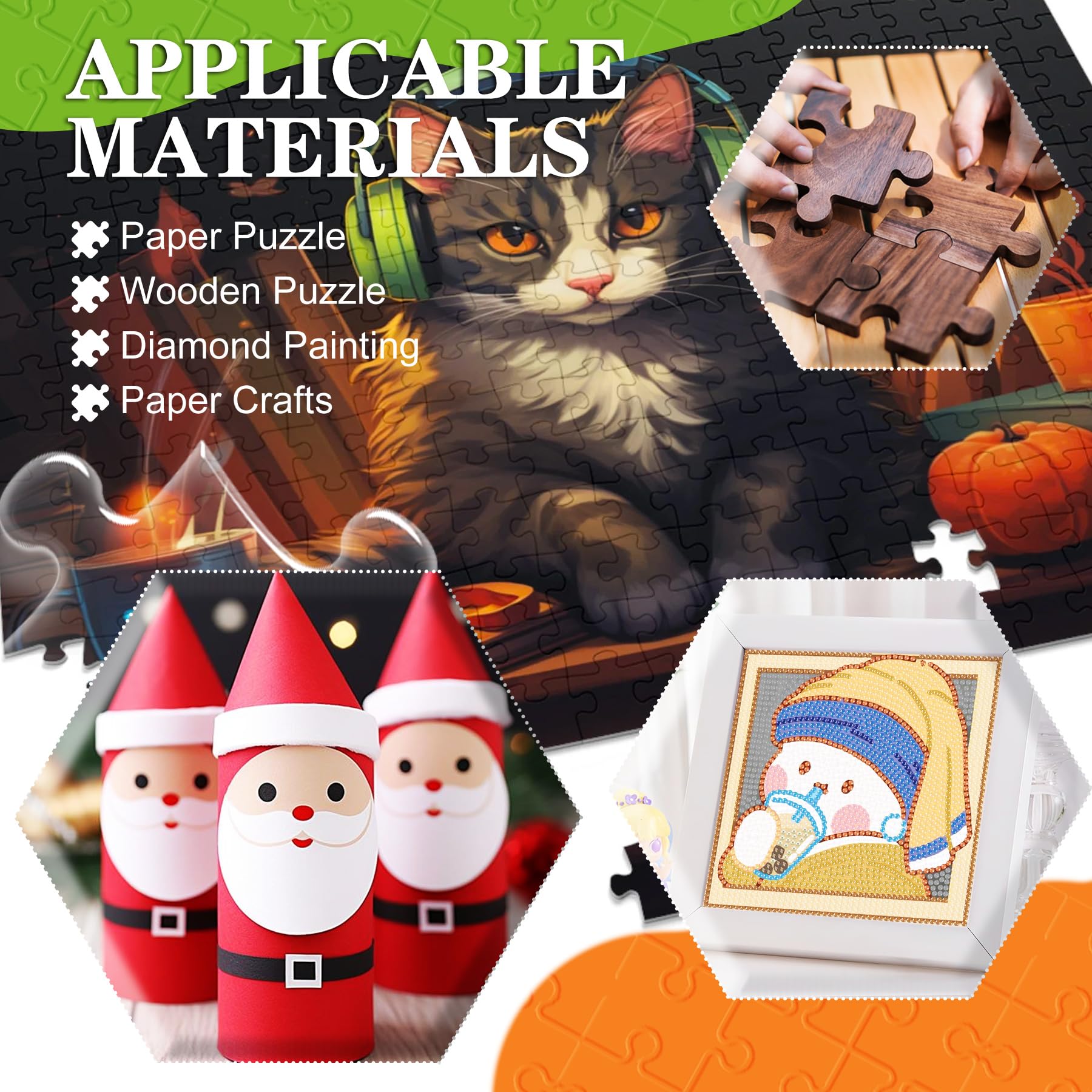 Limino Klej do puzzli z aplikatorem – przezroczysty zestaw kleju do puzzli z 2 pędzlami, nietoksyczny, szybkoschnący, trwały, przezroczysty uszczelniacz do różnych puzzli, do 5000 elementów