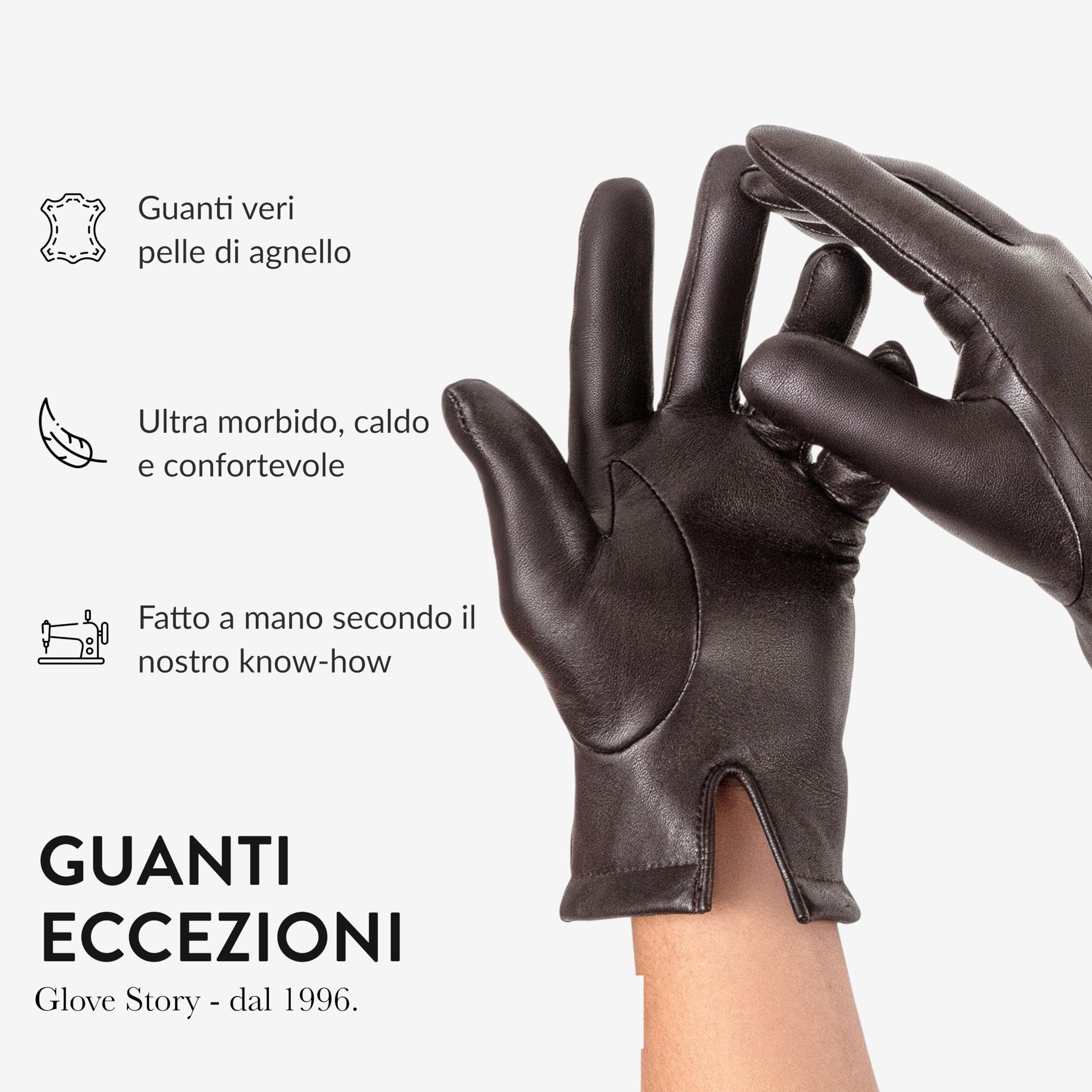 GLOVE STORY – Guanti da uomo in pelle di agnello, fodera calda 100% poliestere, stile elegante, morbidi e confortevoli, perfetti per l’inverno, lavorazione artigianale, blu profondo
