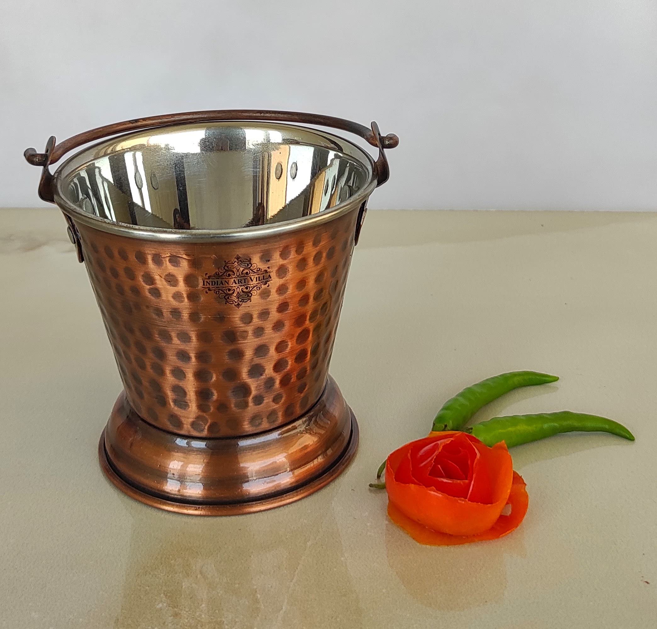 Indian Copper Serving Bucket - Antique Style -8