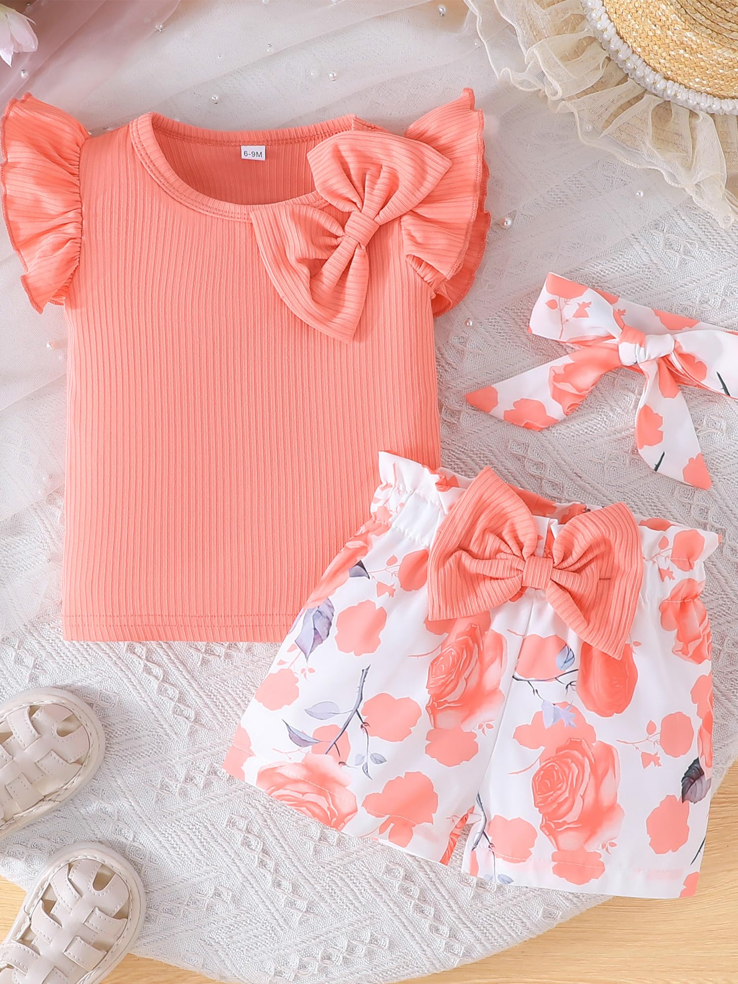 SUREPOCH Sommer-Outfits für Kleinkinder, Babys, Mädchen, gerüscht, ärmellos, Top, niedliches Shorts-Set, perfektes Geschenk für Baby-Mädchen