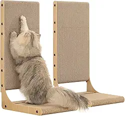 Zakkart Pacote com 2 tábuas de arranhar para gatos, 60 cm de altura, em formato de L, arranhadores verticais para gatos internos, poste para arranhar para parede e sofá, grande
