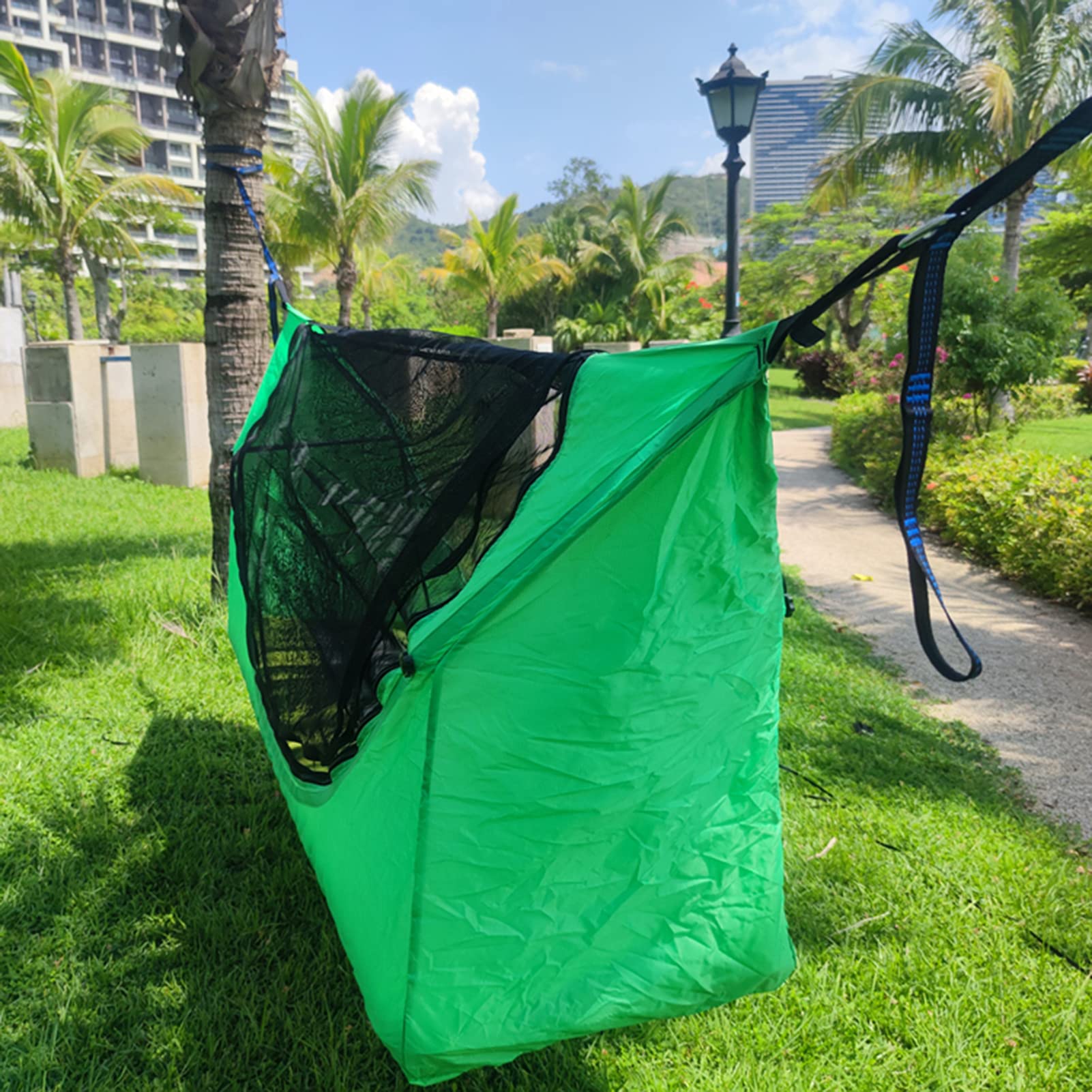 Amaca da campeggio singola con rete leggera e portatile, altalena per dormire con zaino in spalla, viaggi, spiaggia, cortile, escursionismo, casa