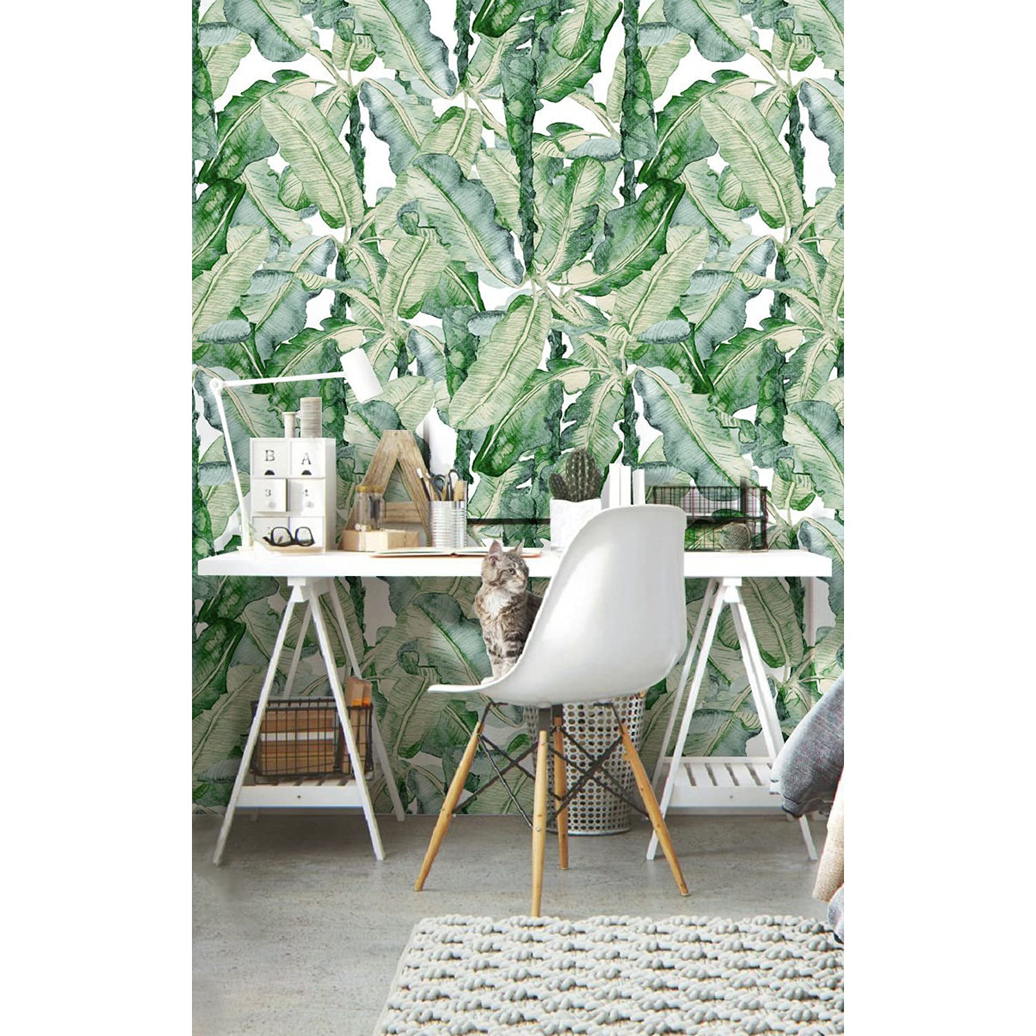 Papier peint panoramique aquarelle banane part tropical 250x104cm pour salon et cuisine