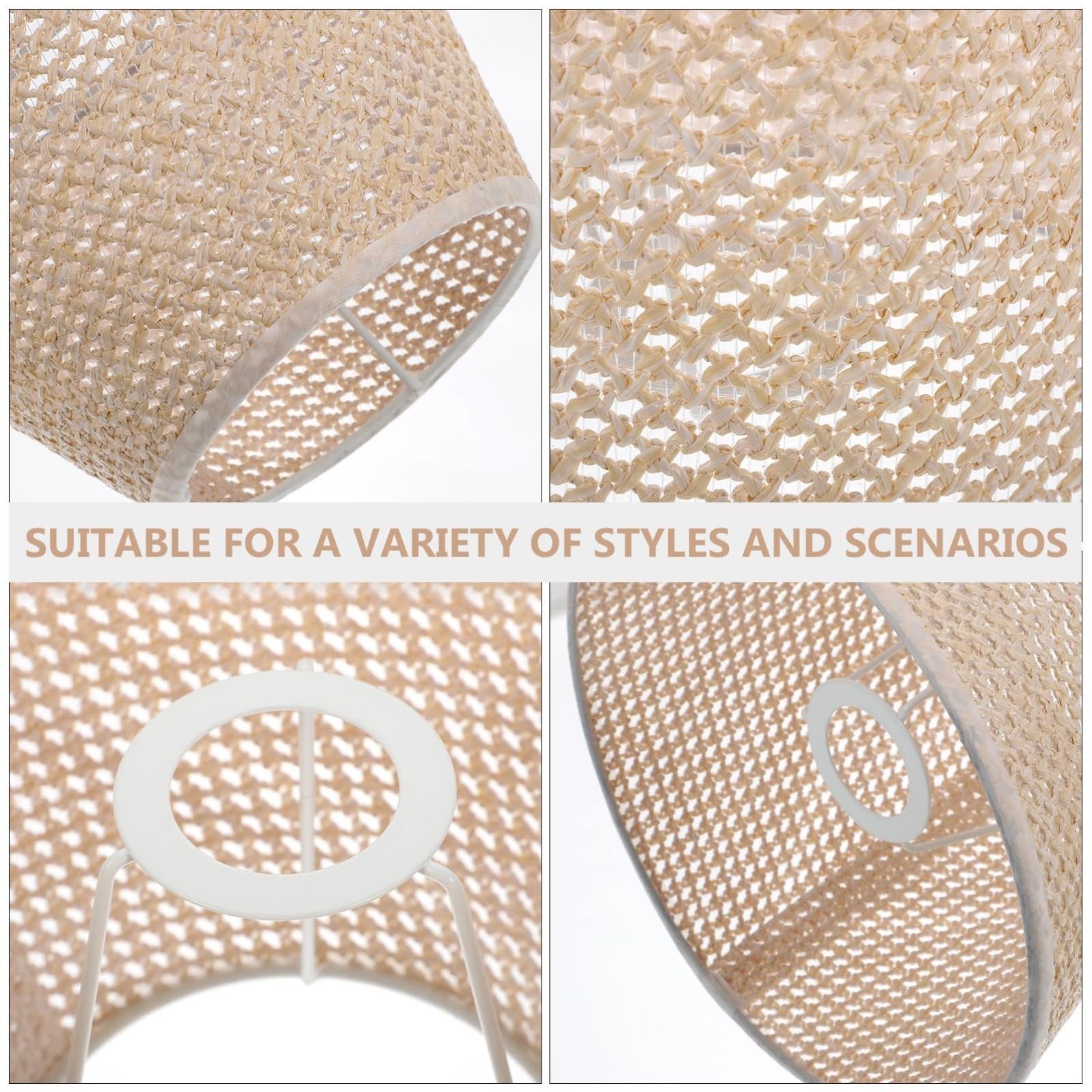 SHINEOFI Paralume in Rattan Intrecciato Artigianalmente per Lampada da Tavolo E27, Design Naturale e Resistente, per Soggiorno e Camera
