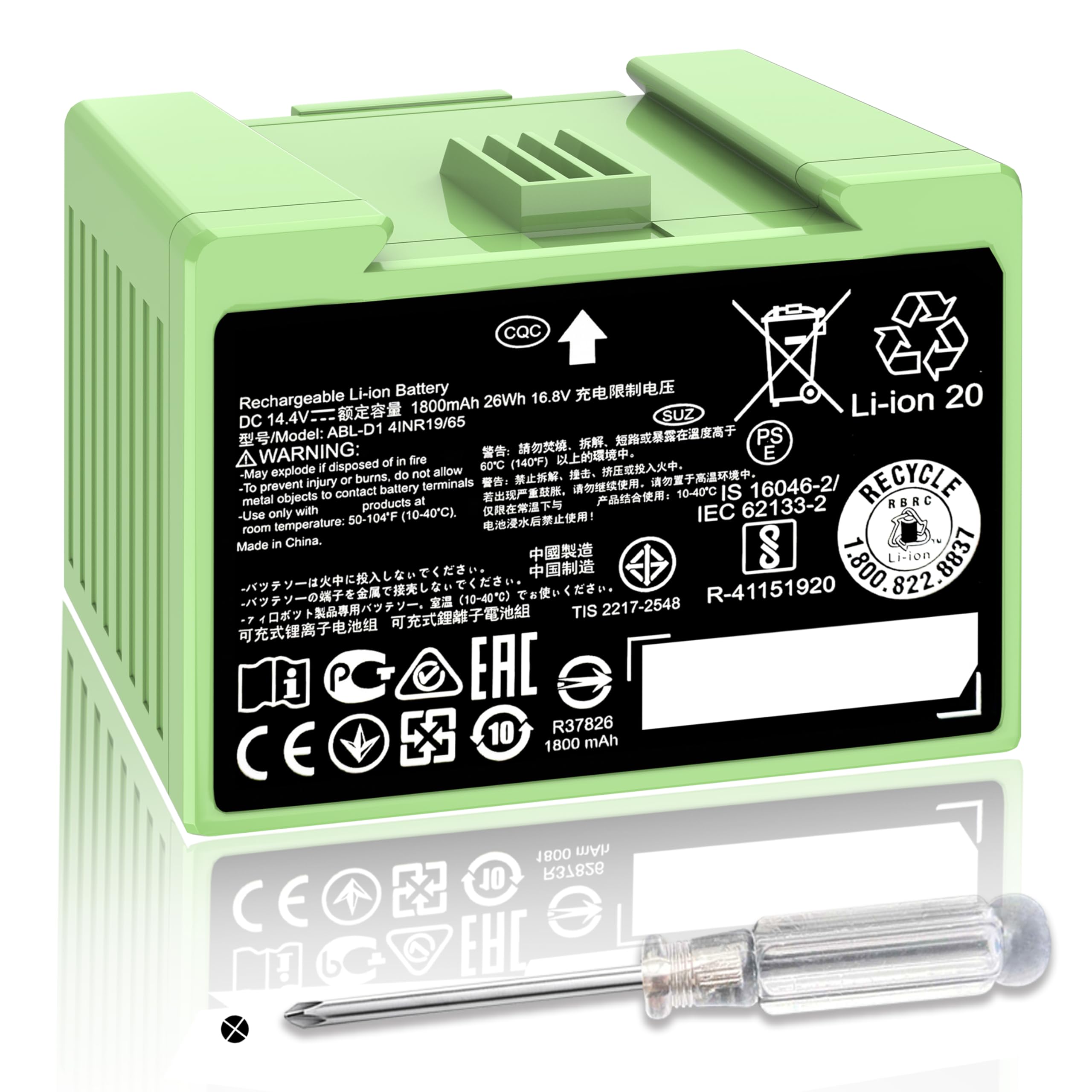 ASODI ABL-D1 Replacement Battery for iRobot Roomba i7 i7+ j7 j9 i3 i3+ i4 i4+ i8 i8+ e5 e6 J9+ Roomba i7 7150 7156 e5150 e6198 1800mAh (Not fit for