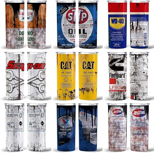 Vaso vintage de marcas de filtros de aceite personalizados  Taza de café al vacío de la serie Mechanic Garage para hombre, 20 onzas o 30 onzas,