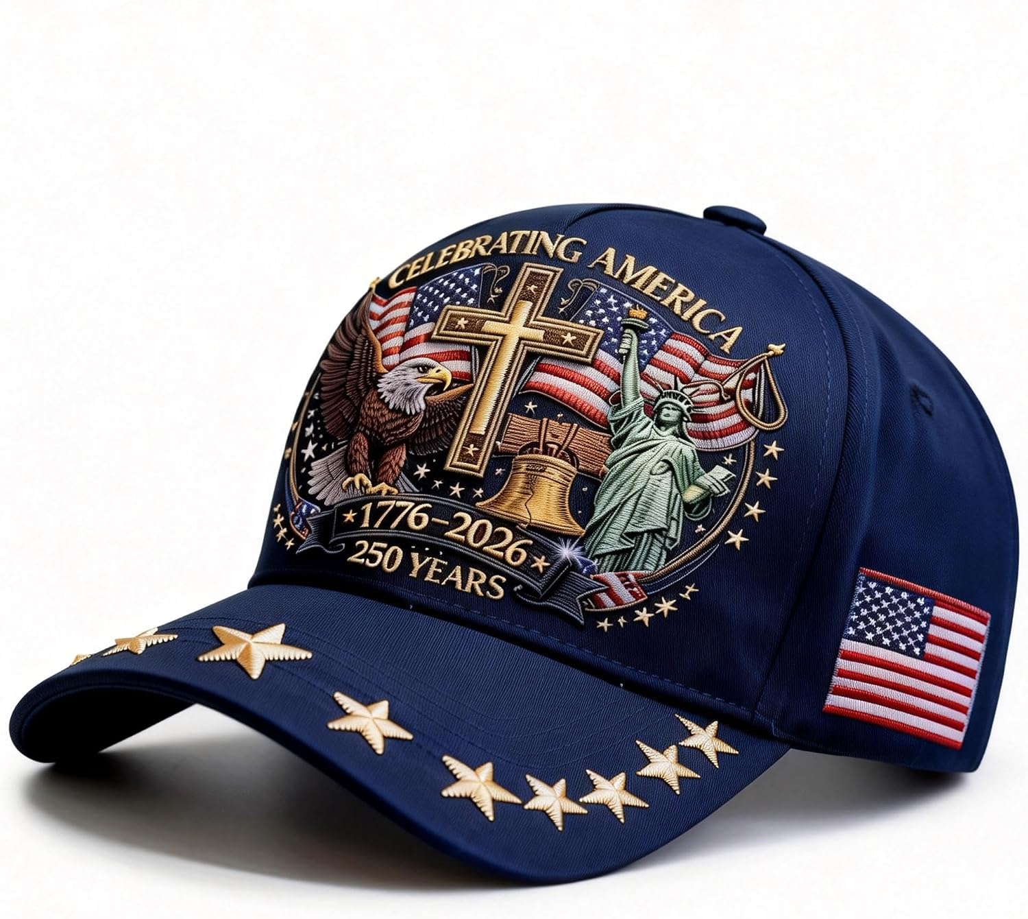 250 Anniversary USA Hat,Eagle Liberty Cross Printed Pattern,250th Anniversary USA hat,Adjustable Baseball Cap for Men Women