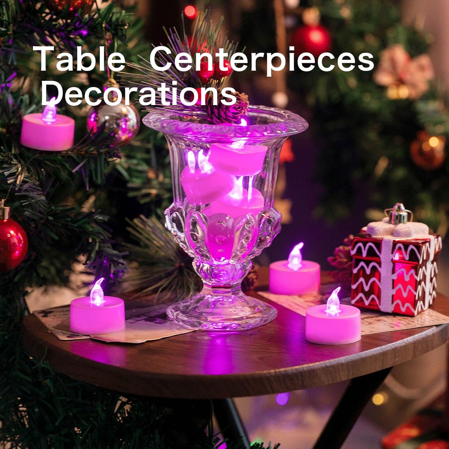 LANKER 24 Pack LED Tea Lights Candles, Steady Pink Flameless Tealights, Long Lasting Battery Operated Fake Candles, Decoration for Wedding, Halloween and Christmas (Pink - 24pcs) - Image 6