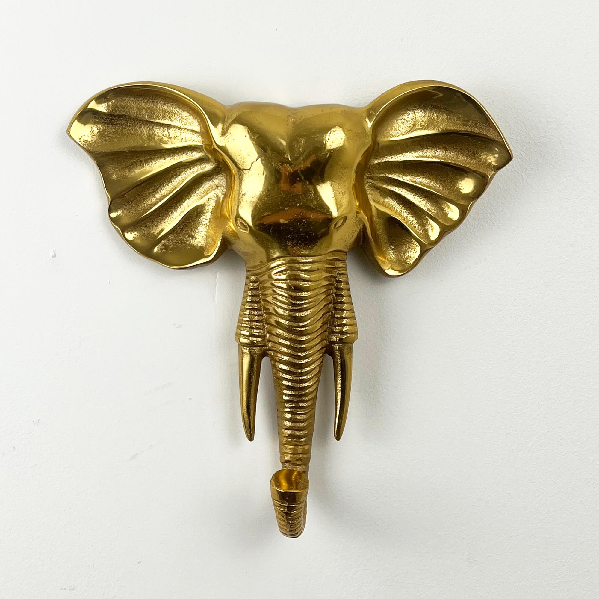 Alfie Francis 24.5cm x 24cm Metal Elephant Head Wall Hanging Sculpture Decoration Ornament 3D Art, Gold, 24.5L x 24W cm - Image 3