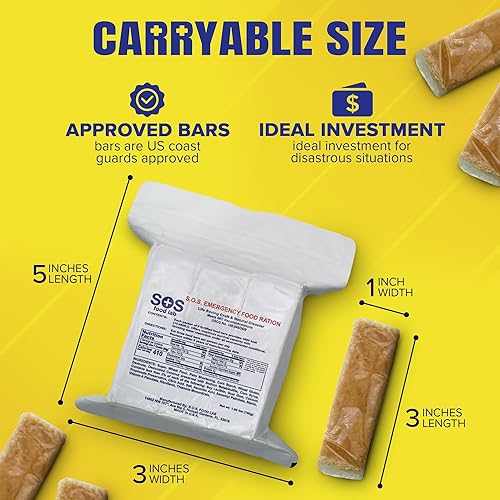 Miniatura 7 de S.O.S. Barra nutritiva de emergencia de 3600 calorías  Paquete para 3 días72 horas con 5 años de vida útil 1.60 libras