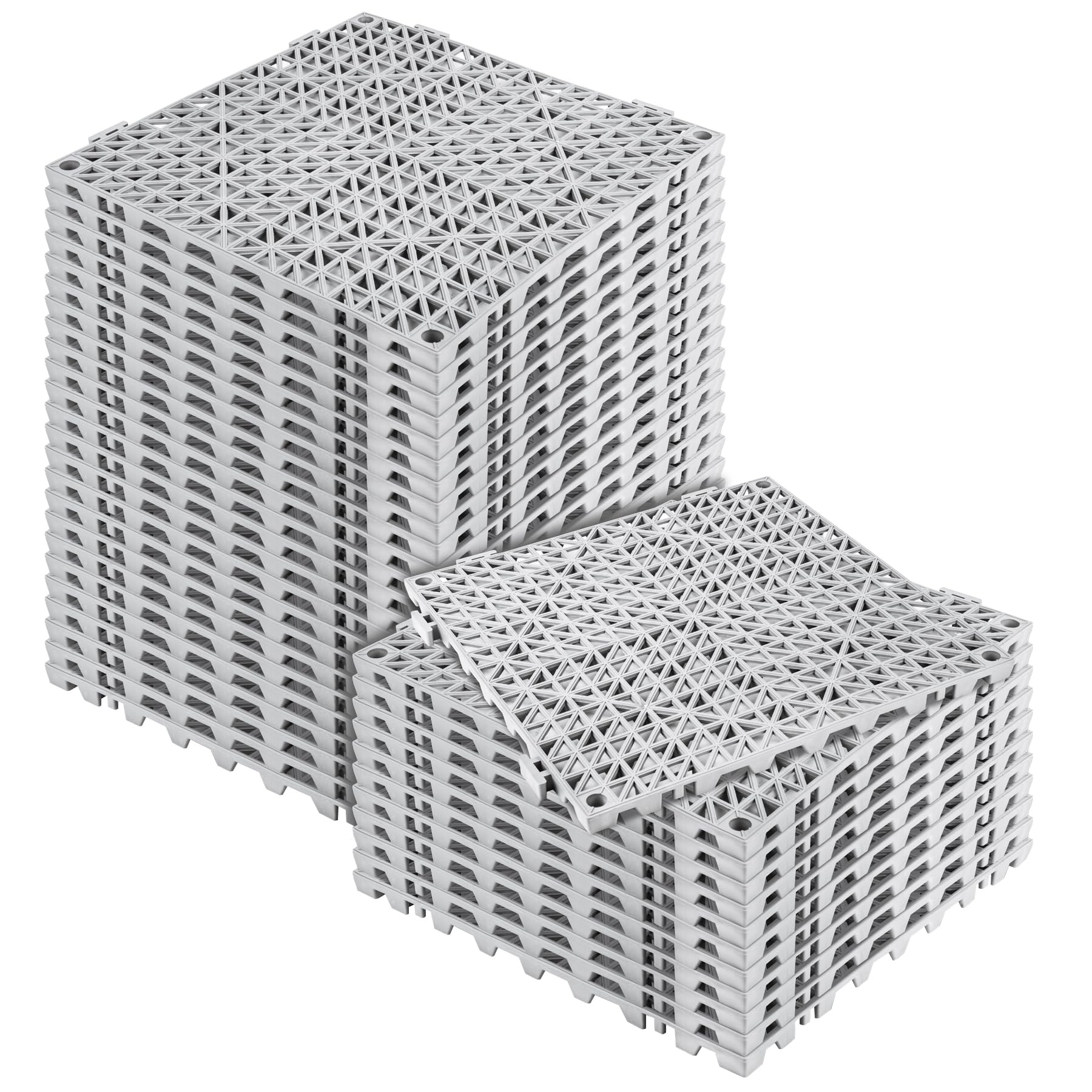 MYFAMIREA Modular Interlocking Cushion 12 Pack 11.8" x 11.8" Rubber Floor Tiles Non-Slip Splicing Drainage Mats for Deck, Pool, Shower, Patio, Balcony, Bathroom, Kitchen, Yard (1 Rows Dots, Black) — Amazon image 10