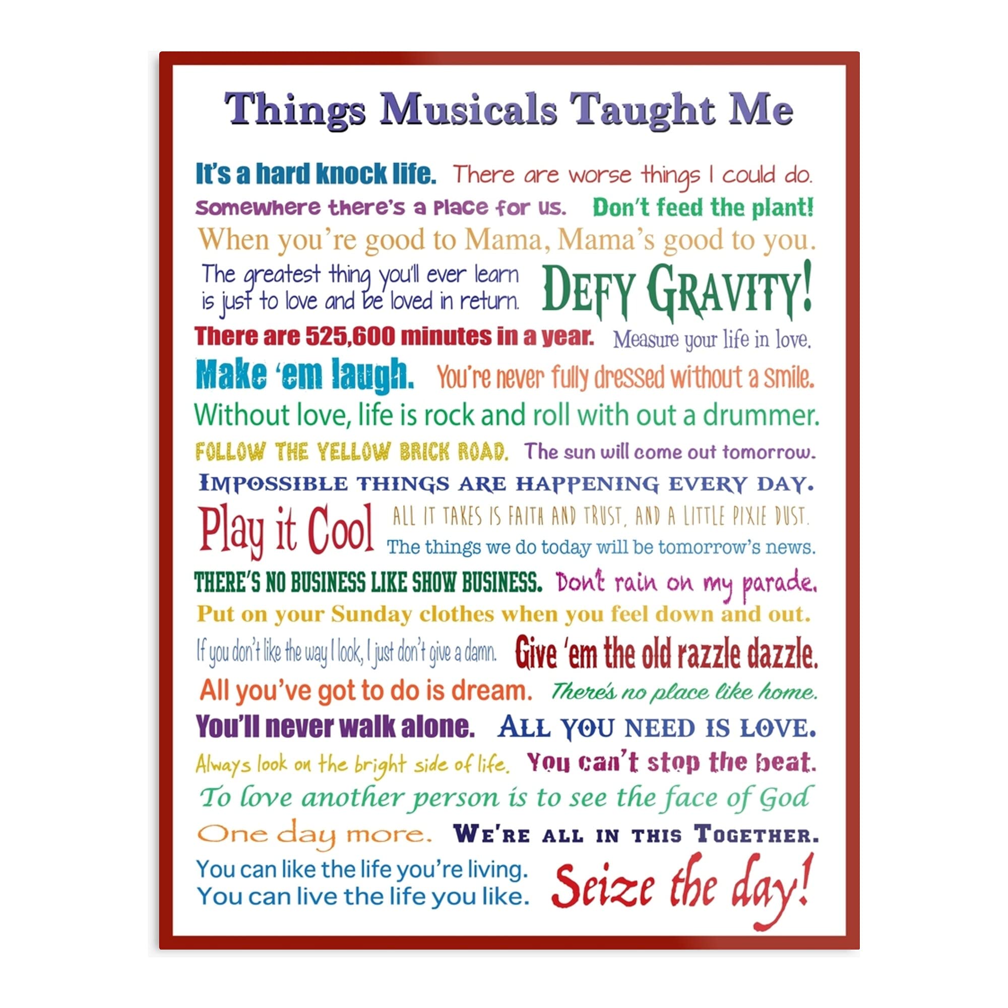 ISSICARHO Things Me Musicals Taught Poster, Gift for Home Decor Wall Art Print Poster