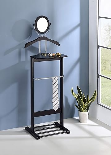 KB Designs - Soporte de valet independiente para traje y corbata de madera negra, estante organizador de ropa disponible en Yaxa Peru