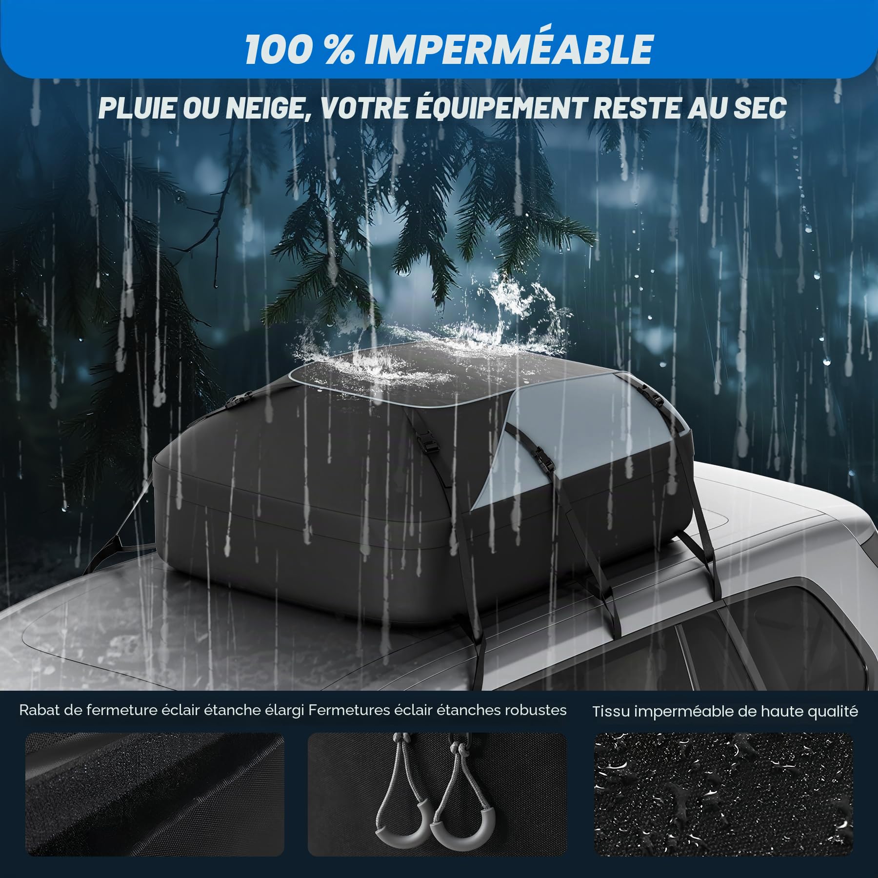 Huanyu Sac de Toit pour Voiture 20 Pieds cubes/550L Tente de Toit imperméable pour véhicules Tente de Toit pour véhicules avec ou sans Porte-Bagages Porte-Bagages de Toit