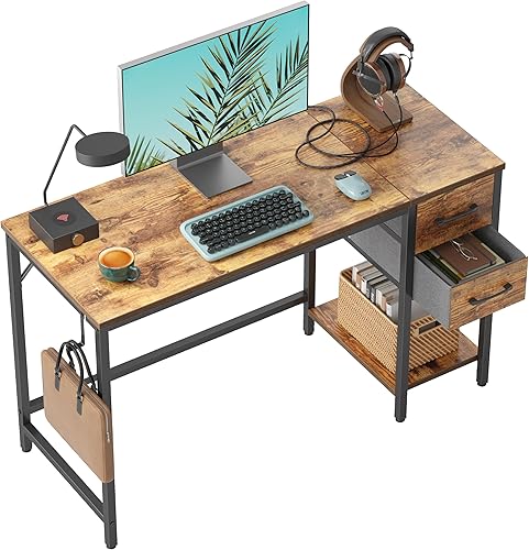 CubiCubi Escritorio para computadora en casa con 2 cajones, escritorio pequeño de 40 pulgadas, mesa de estudio, escritorio moderno y simple para PC,