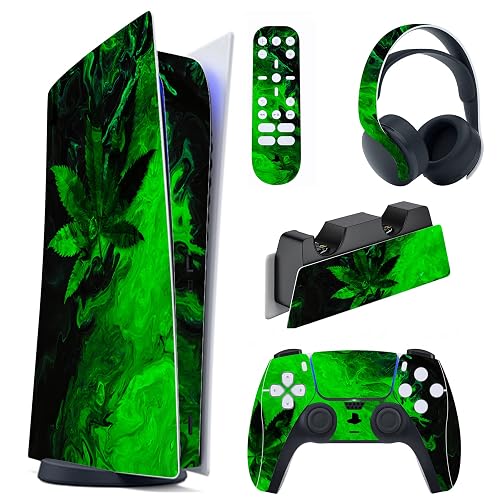 PlayVital Green Leaf PS5 Console Skin Decal