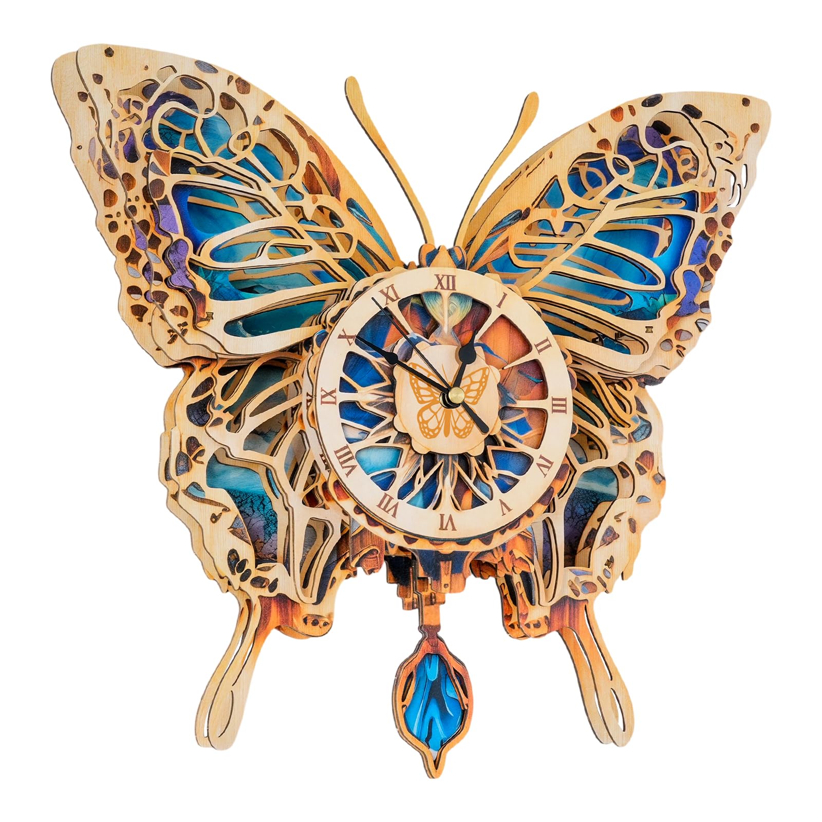 Cutywood 3d Puzzles for Adults-Butterfly Clock with Functional Timepiece, 3d Wood Puzzle (12.4 * 11.9in), Animal 3d Jigsaw Puzzles Desk/Wall Art Home Decor/Gifts for Friends/Family Game Night