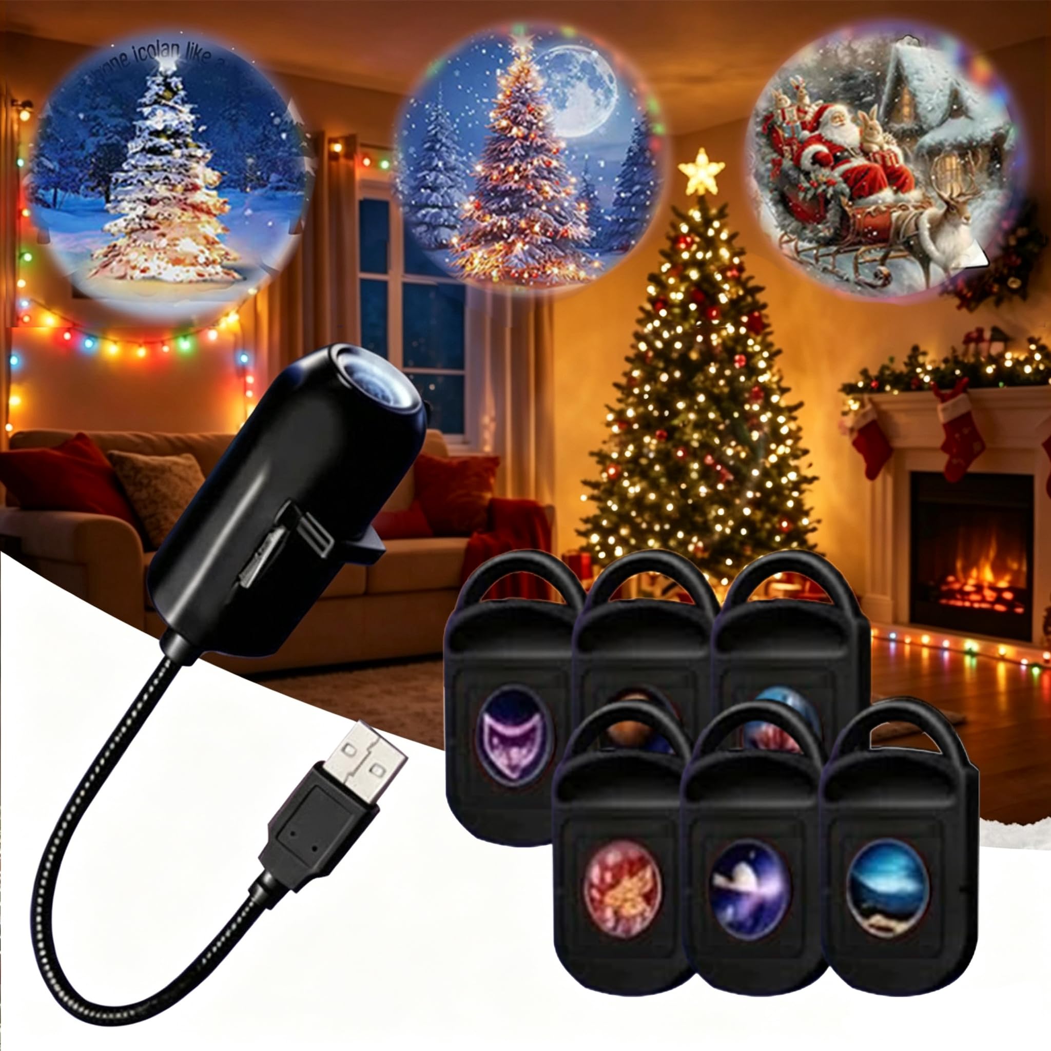 Christmas Projector, 5D Holographic Plug and Play Hd Christmas Projector
