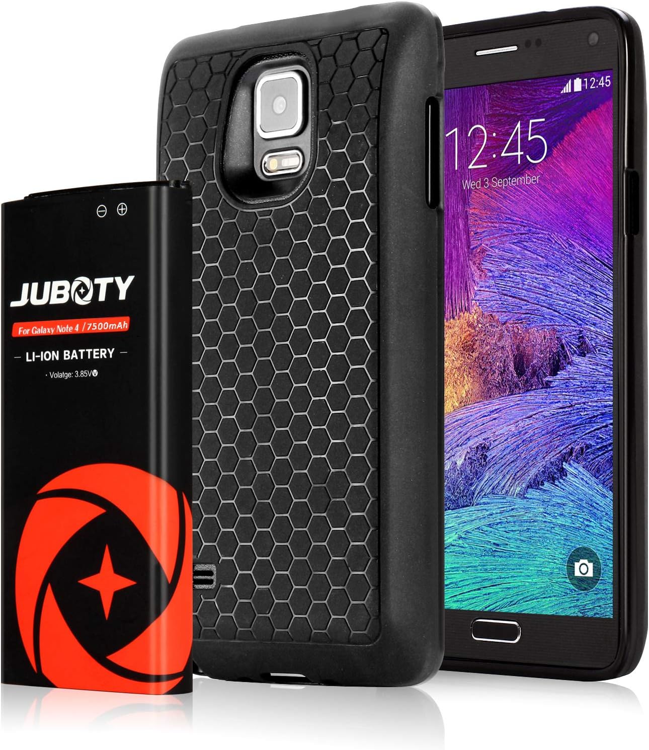 [7500mAh] Galaxy Note 4 Battery, JUBOTY New Upgraded Li-ion Higher Capacity 0 Cycle Battery Replacement for Samsung Galaxy Note 4 Battery Model N910 N910U N910V N910T N910A N910P with TPU Back Case