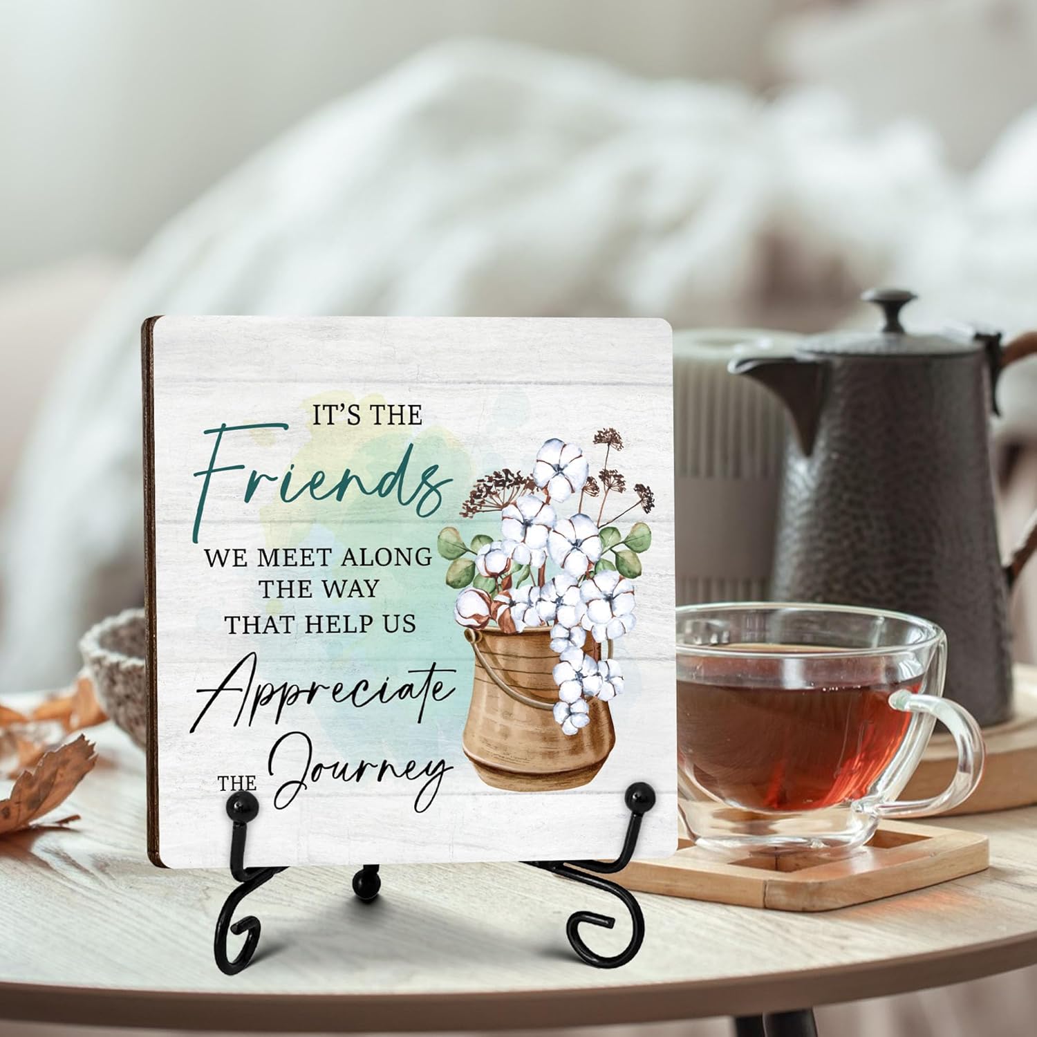 Friendship Gifts for Women, Long Distance Friendship Gifts for Friends Work Bestie Bff Coworker, Birthday Gifts Ideas, Friends Desk Decorative Sign with Stand, 5 x 5 Inches-B12 - Image 3