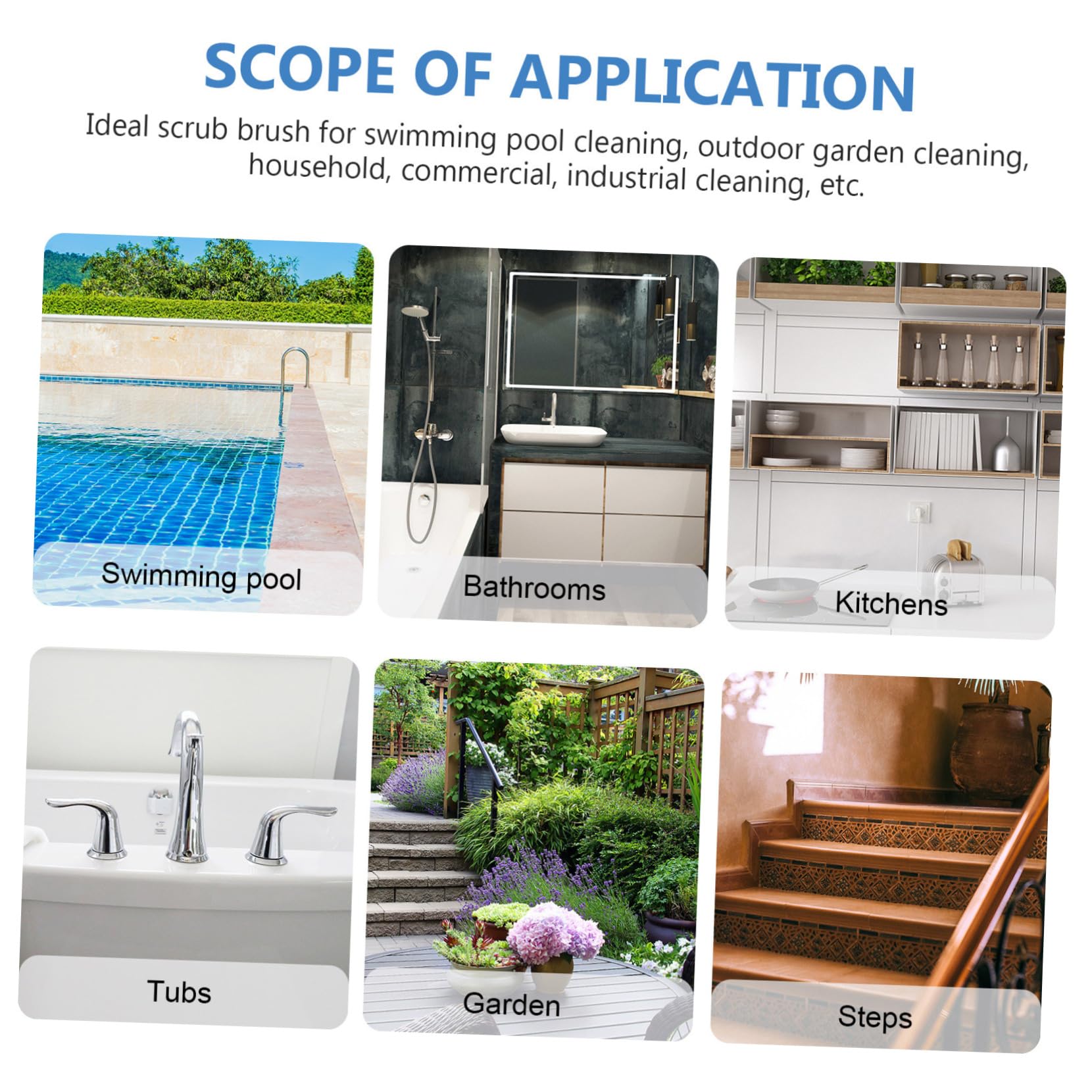 FUNOMOCYA 2pcs Multi Purpose Pool Cleaning Brush Scrubber for Tile Shower Sink Floor Ideal for Pool Garden Home