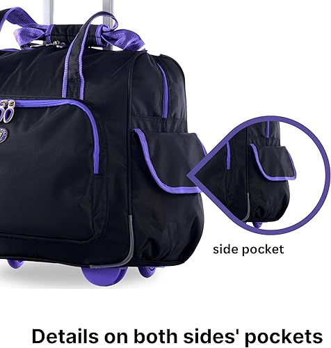 Miniatura 4 de Olympia Deluxe - Maleta de equipaje con ruedas, NegroVioleta, Overnighter rodante de moda de lujo