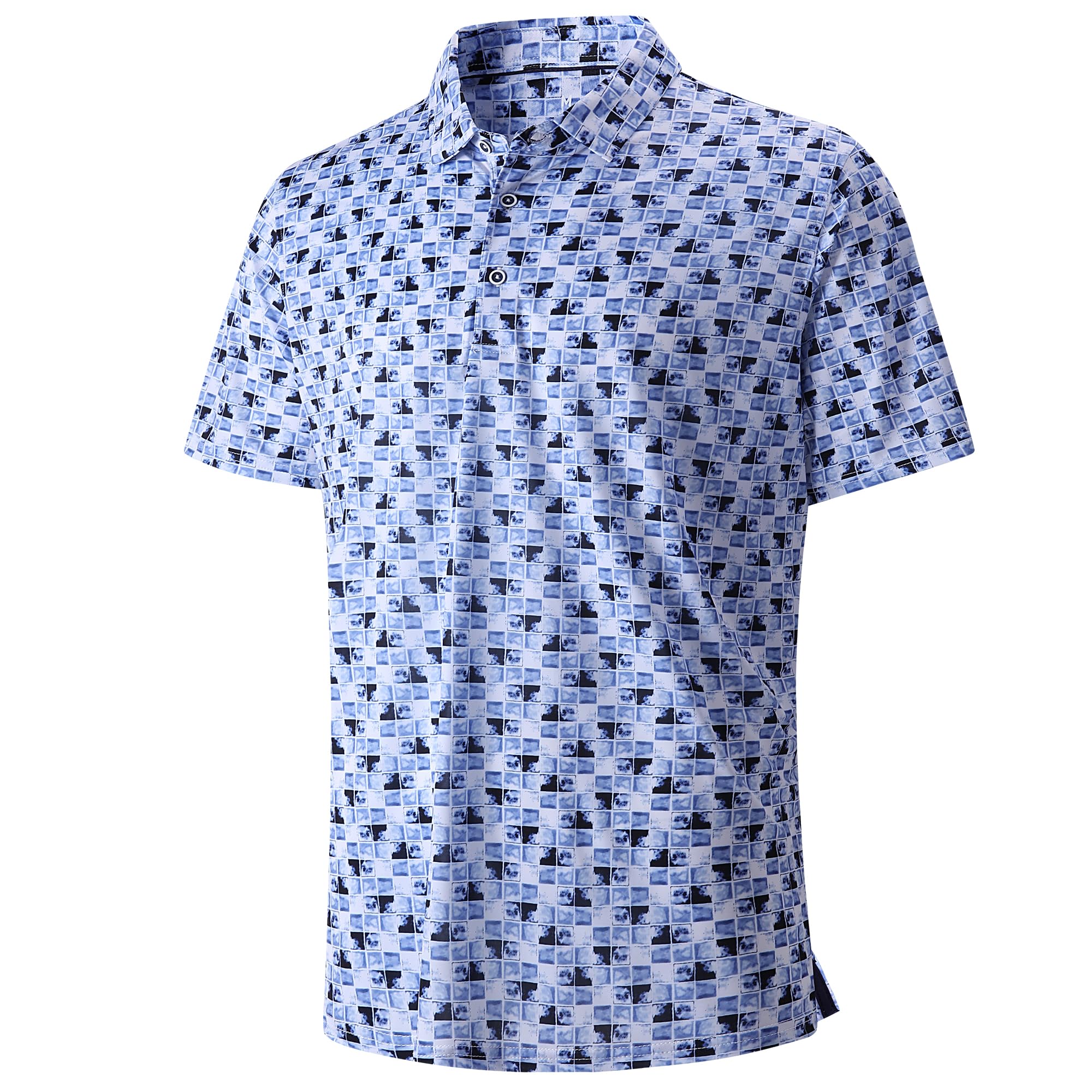 Golf Shirts for Men Dry Fit Short Sleeve Print Performance Moisture Wicking Polo Shirt