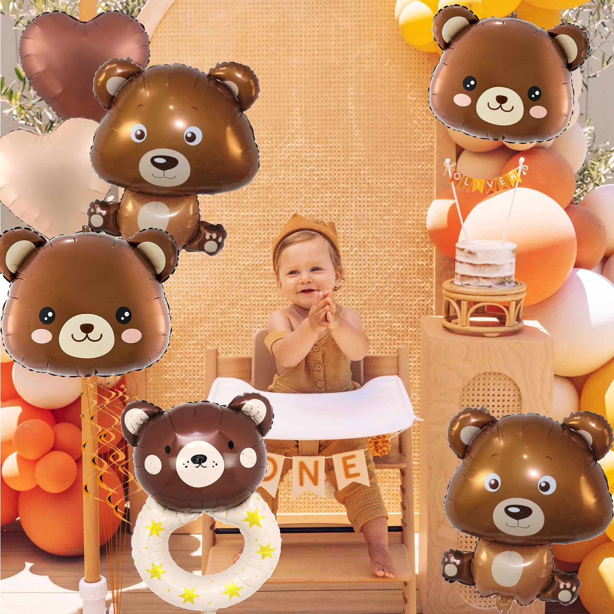 Finypa Folienballons Mit Bär-Motiv – 6 Stück, Ca. 86 Cm, Braun, Für Dschungel-Party, Kindergeburtstag & Dekoration