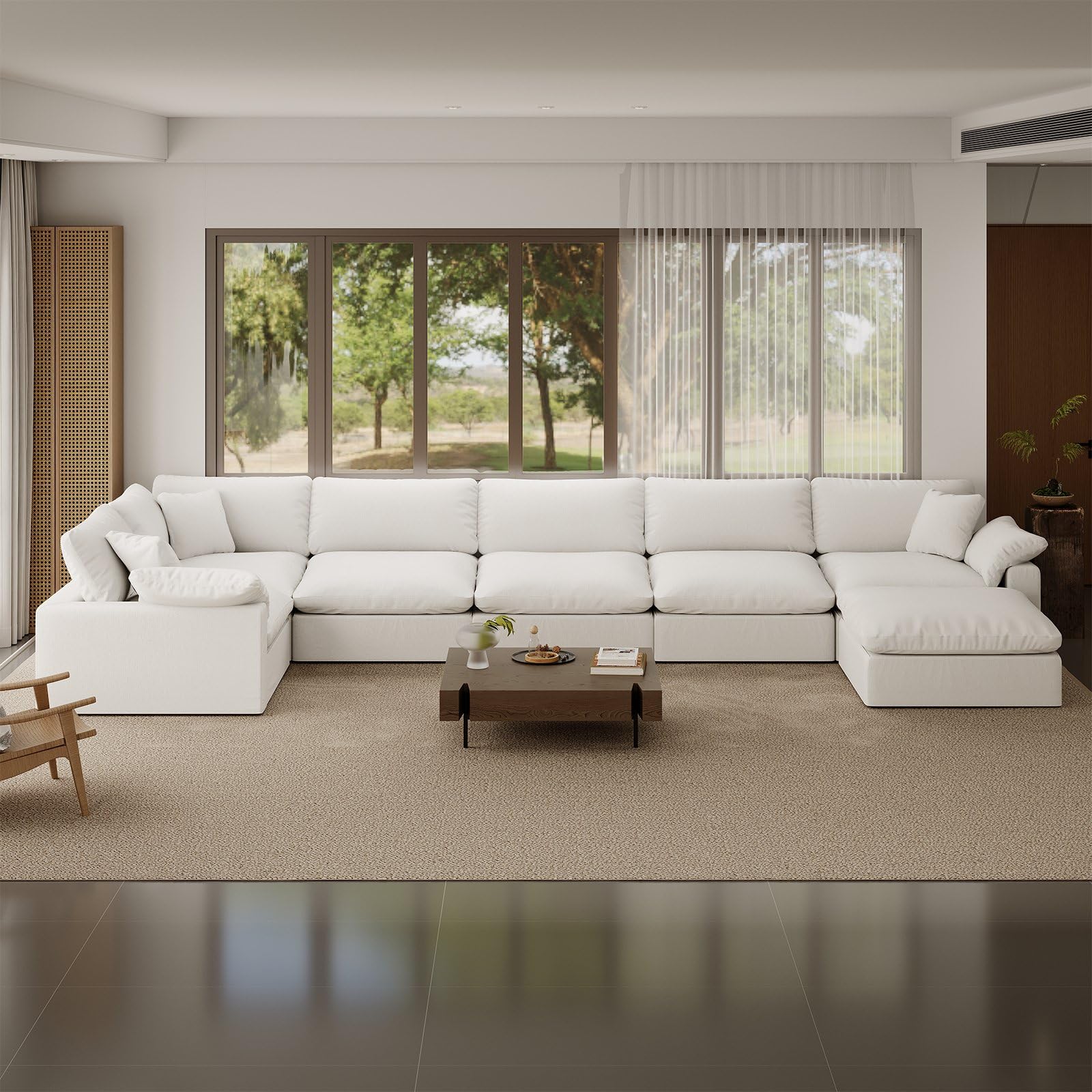 Cloud Modular Sectional Sofa,Oversize Down Filled Sofa 6 Seat with Chaise,Minimalist Sofa Cover Washable and Replaceable Couches for Living Room,Sectional Sofa Deep Seat