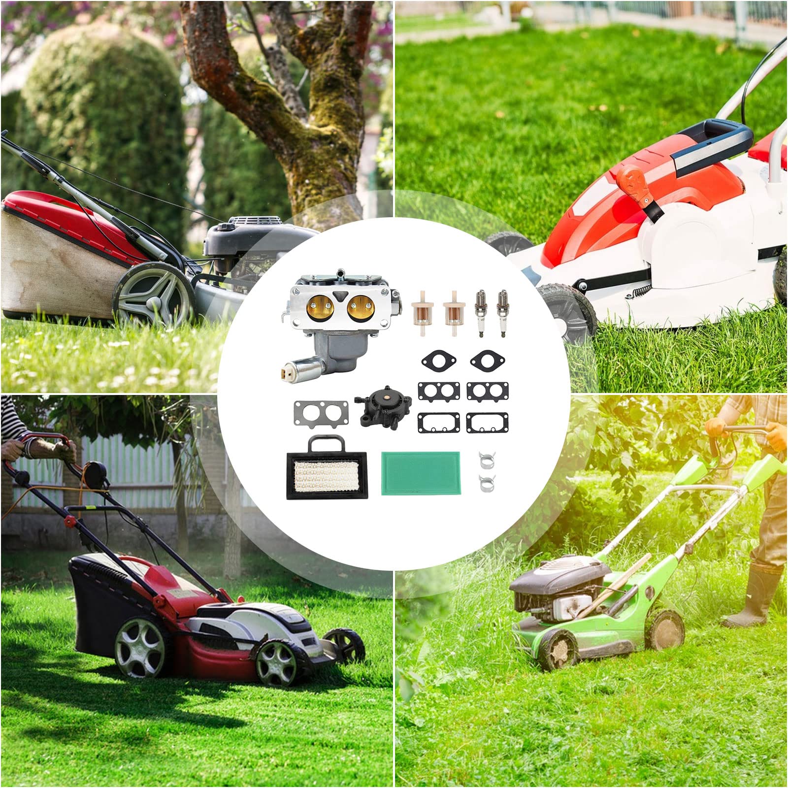 CDIYTOOL 791230 Kit de carburador para Briggs and Stratton 407777 20-25 HP V-Twin Engine, 499804 699709 Kit de ajuste para John Deere MIA10632 LA150 LA145 LA130 L120 cortacésped con filtro de aire
