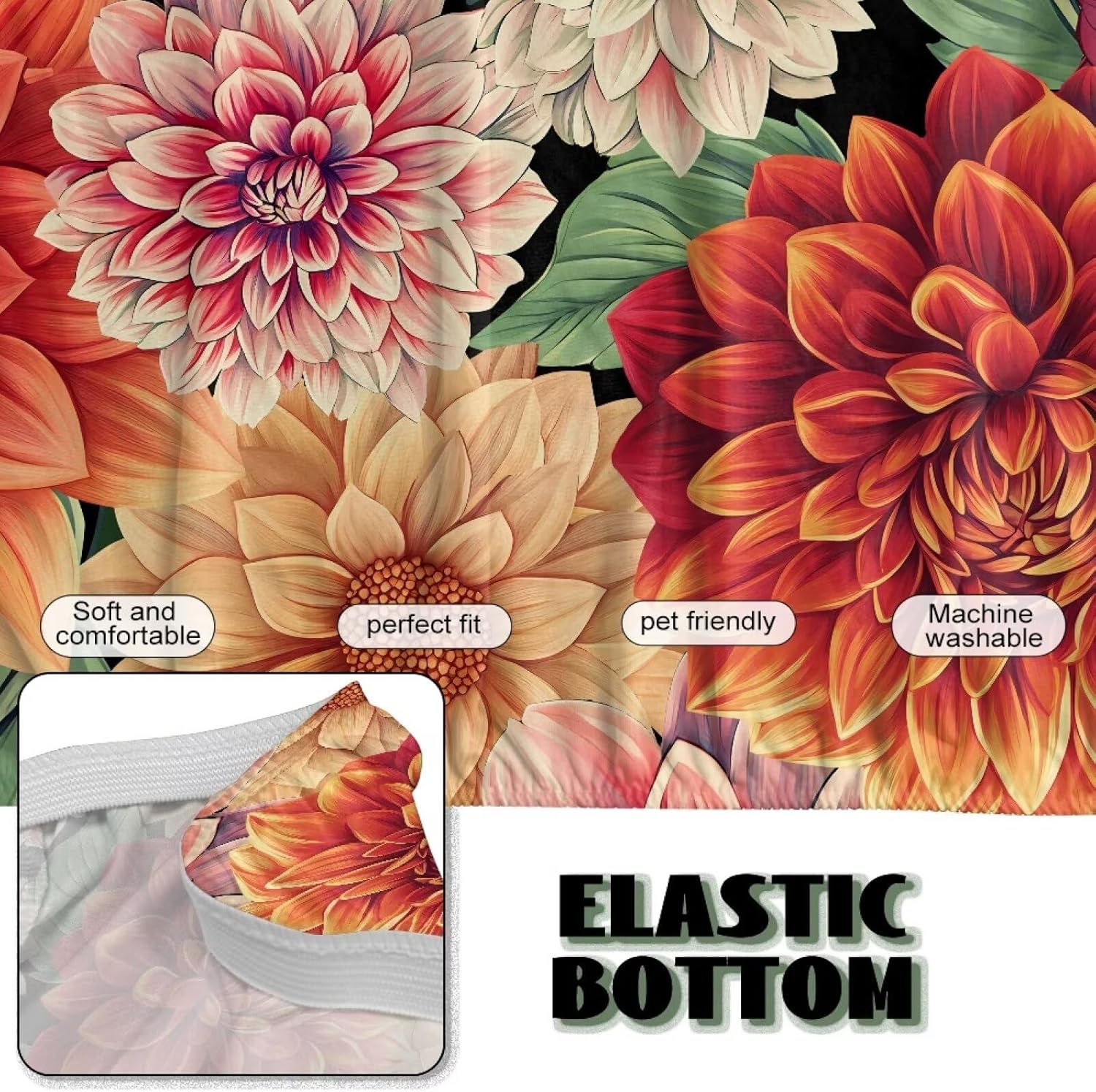 Boho Mandala Daisy Print Armless Futon Slipcover, Dustproof Futon Sofa Slipcover Without Armrests Soft Couch Chair Protection for Pets Kids