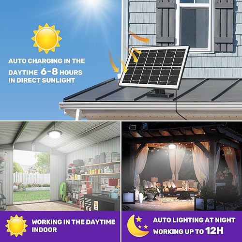 Miniatura 2 de Luz solar para exteriores e interiores, 244 LED de 360 de iluminación con sensor de movimiento, luces solares impermeables con control remoto,