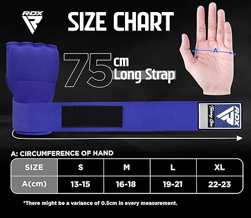 Miniatura 6 de RDX Guantes interiores de boxeo de gel para hombres y mujeres, correas de muñeca rápidas de 29.5 in de largo, puños acolchados elásticos debajo de