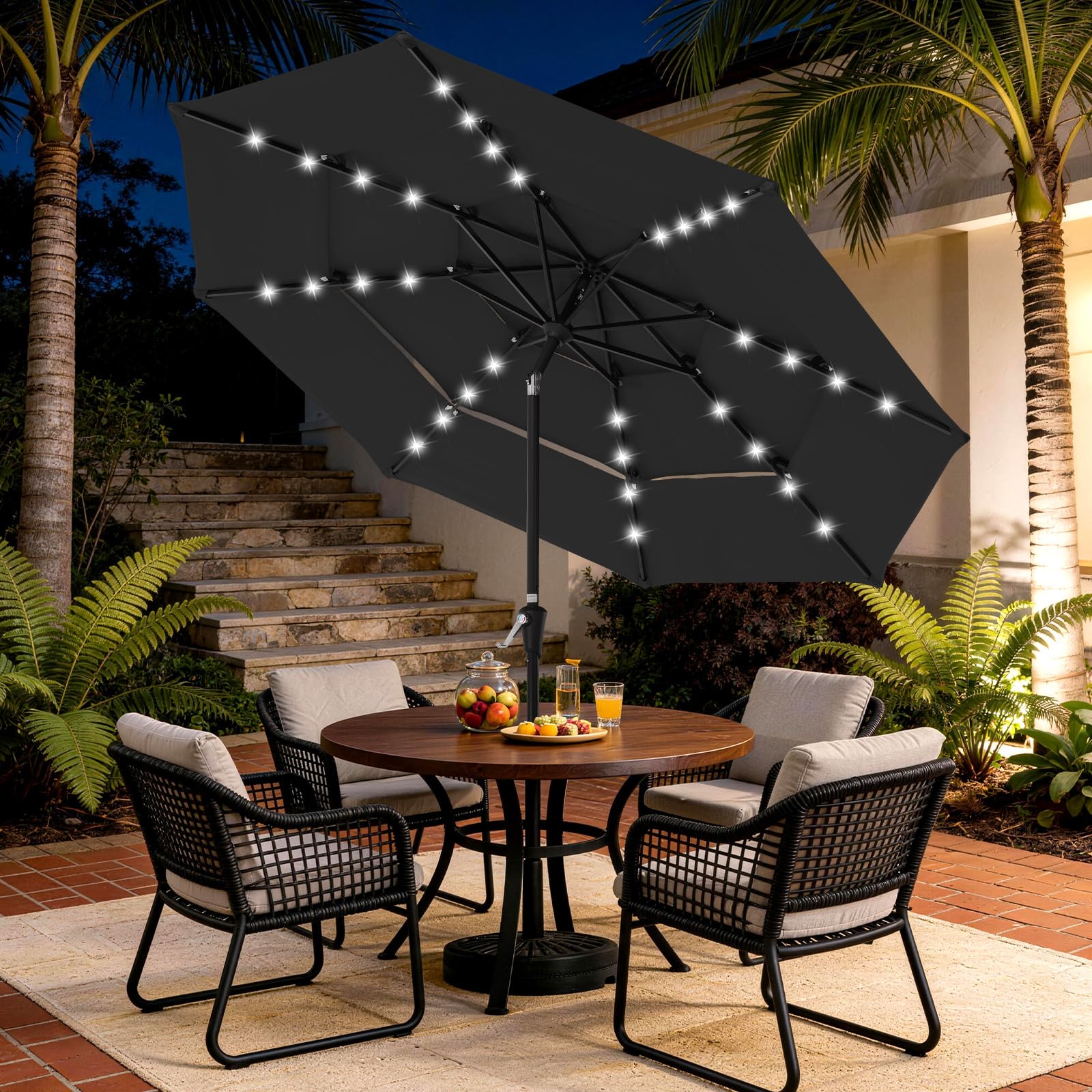 jearey patio umbrella customer service 9 ft 3-Tier Outdoor LED Lighted w/Crank, Black 58mm Floating Lure Topwater Engineered to provide superior Color:walleye cu200