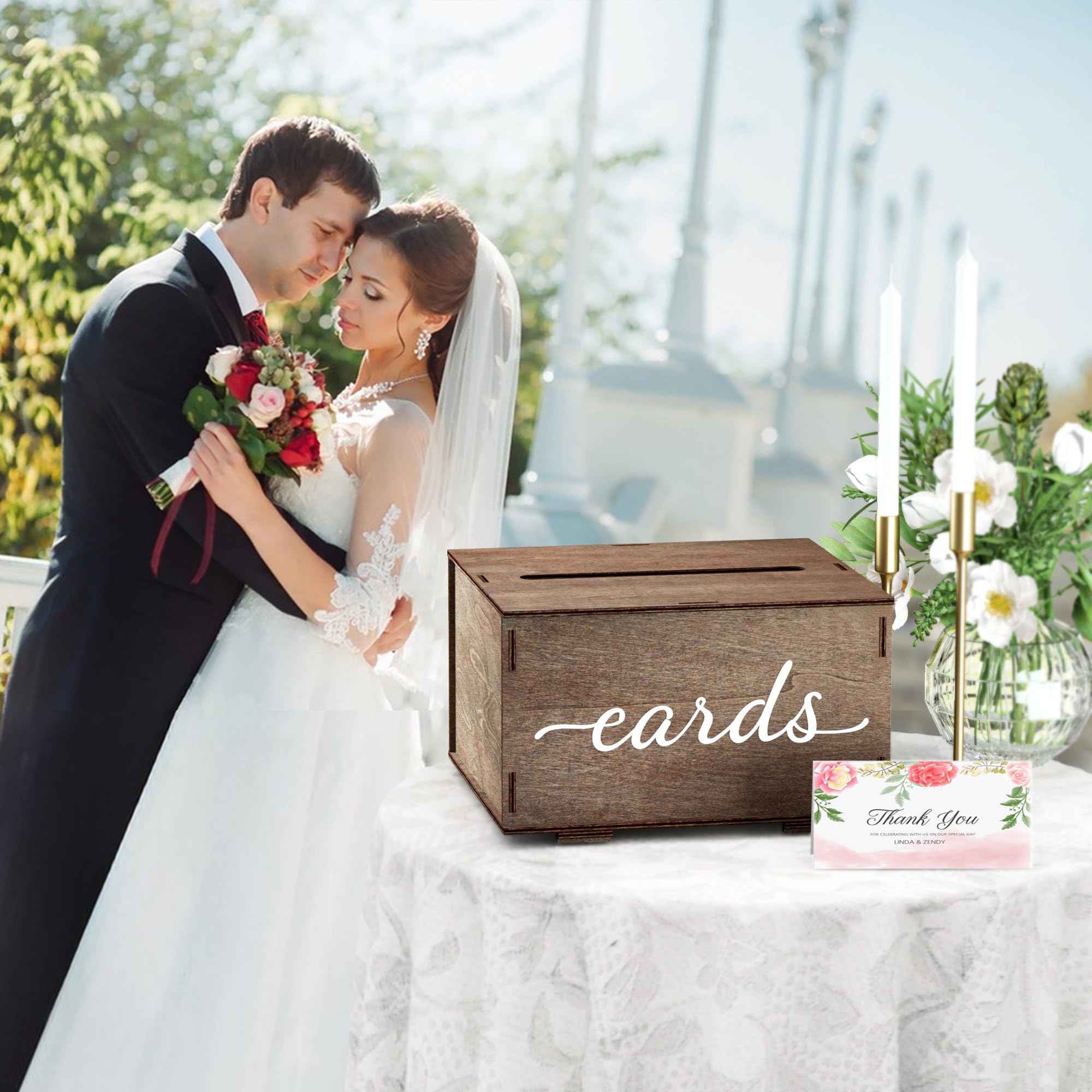 JackMa Easy DIY Assembling Rustic Wooden Card Box for Wedding Gifts & Greeting Cards, Bridal Shower, Baby shower Graduation Party, Gift Card Holder with Lid and Slot