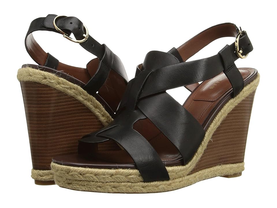 

Cole Haan Breecey Wedge (Black Leather/Dark/Natural Jute/Dark Brown Stacked) Women's Wedge Shoes