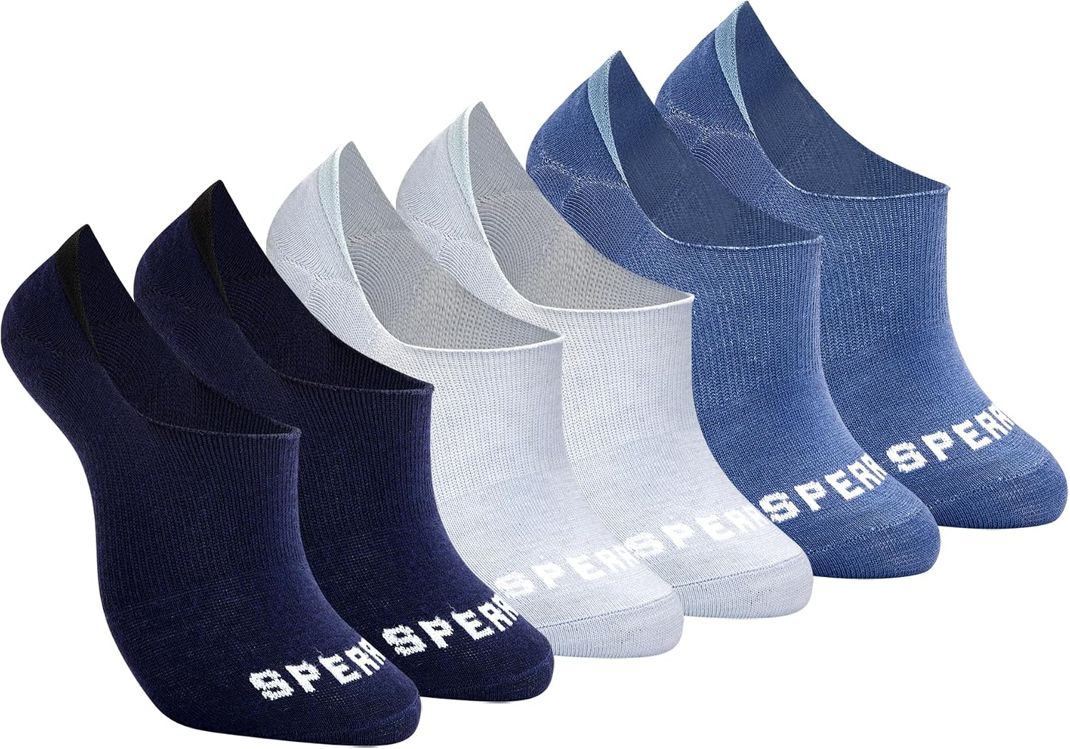 Sperry Men's 6-Pack Arch Hugger No Show Socks, Non-Slip Loafer Socks for Boat Shoes, Low Cut Invisible Liners with Heel Grip