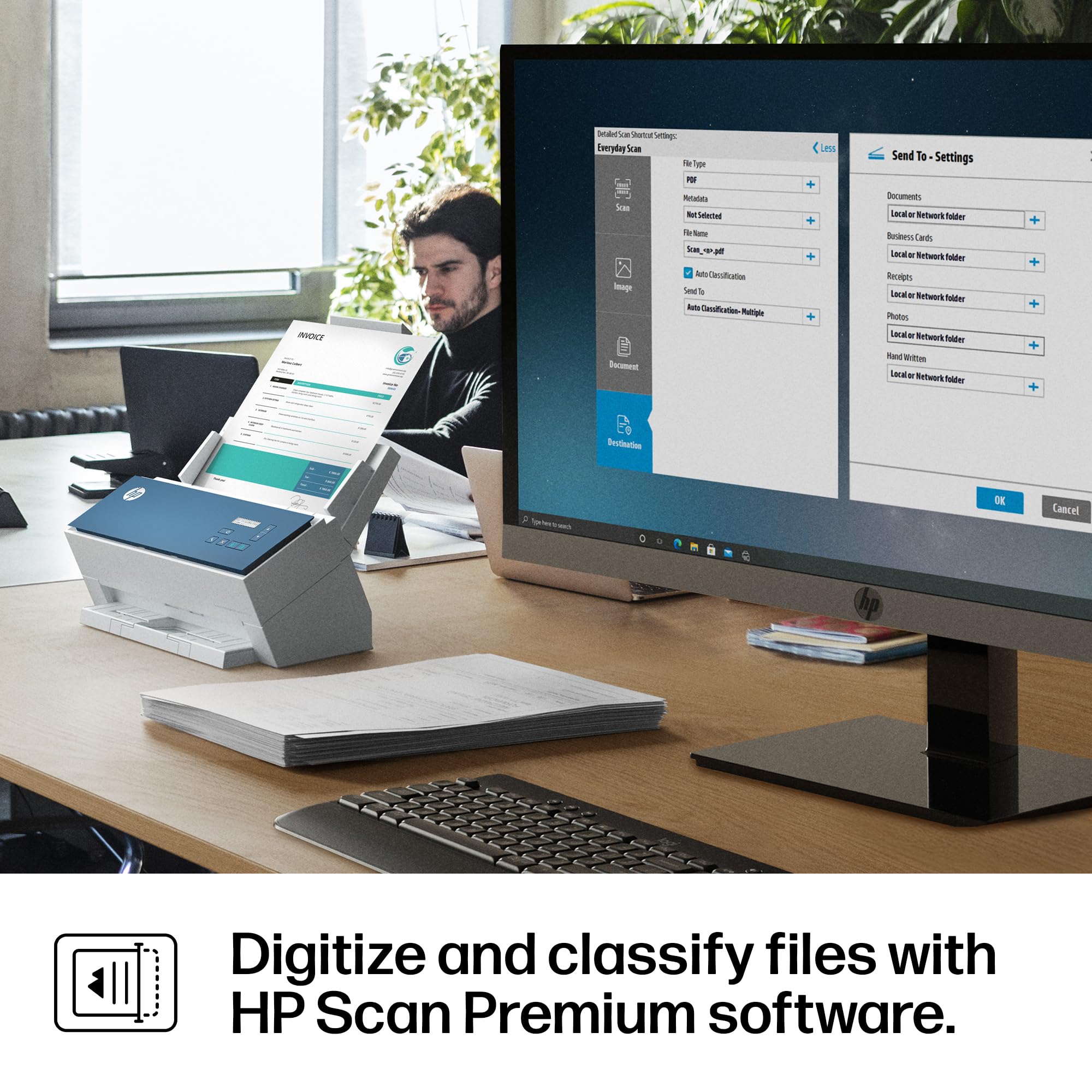 HP ScanJet Enterprise Flow 9000 s1 Scanner Rapide Double Face avec Chargeur Automatique de Documents, idéal pour Le Bureau (8Q4W0A)