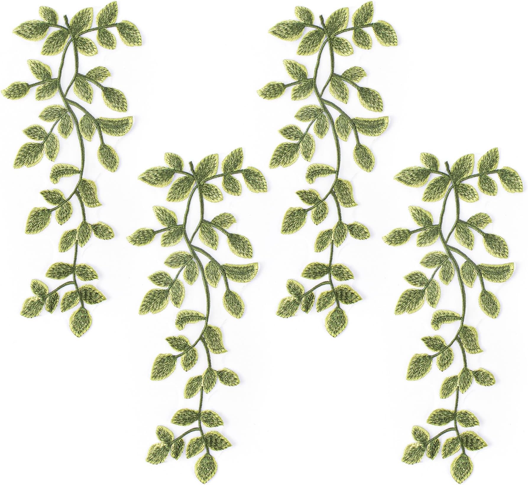 2 Pack Green Forest Leaves Vine Patches Leaf Pattern Appliques Lace Trims Embroidery for DIY Cloth Decoration Costume Craft