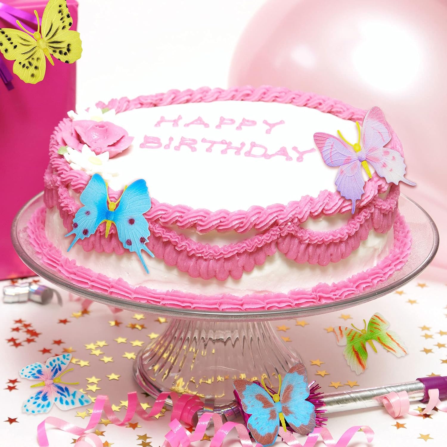 Canlierr 36 Pcs Plastic Butterflies Fake Butterflies Action Figures Art Lifelike Butterfly Removable Reusable Cake Decoration for Party Favor Wall Garden Decor, 12 Styles