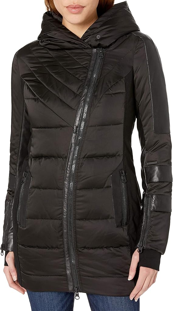 asymmetric padded coat